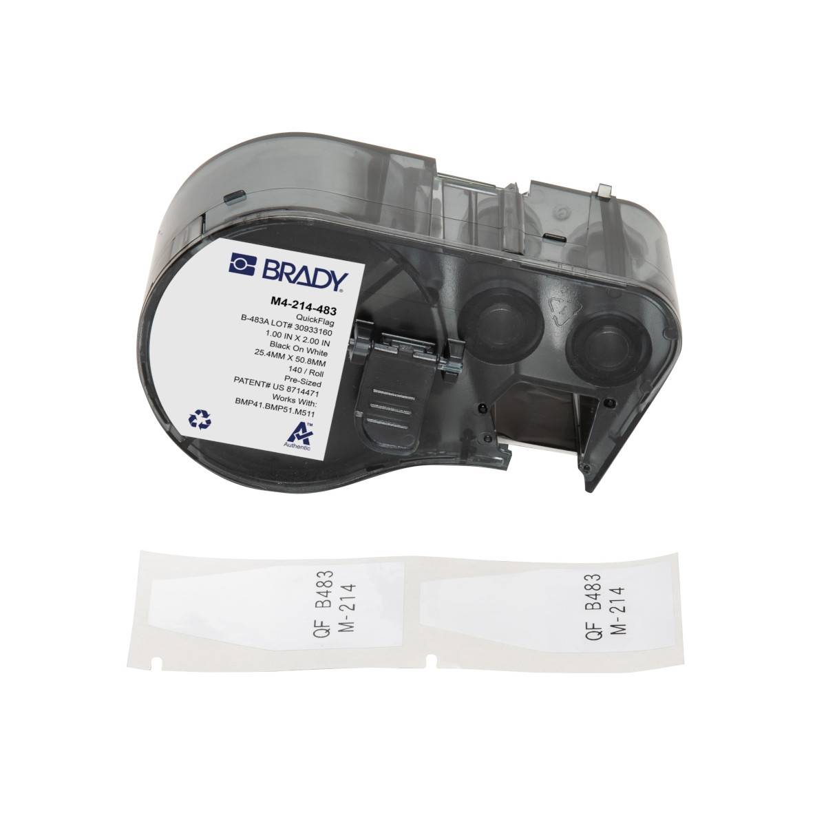 Etiketten aus Polyester, 25,4 mm x 50,8 mm, weiß, Brady M4-214-483