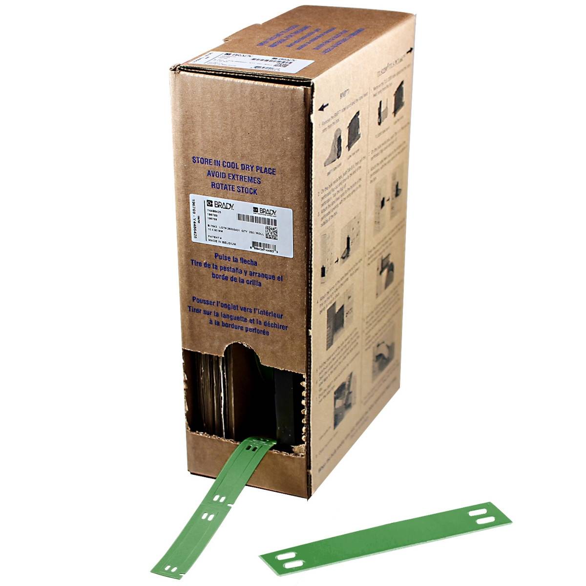 Etiketten aus PE (Polyethylen), 10 mm x 60 mm, grün, Brady BM7-10x60-7643-GN
