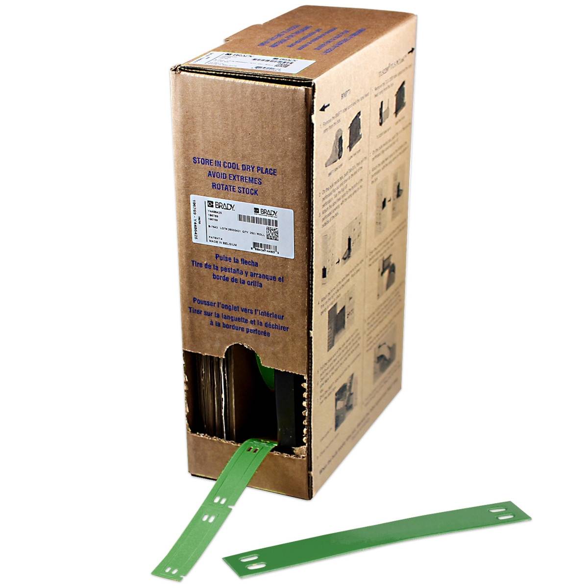 Etiketten aus PE (Polyethylen), 10 mm x 75 mm, grün, Brady BM7-10x75-7643-GN