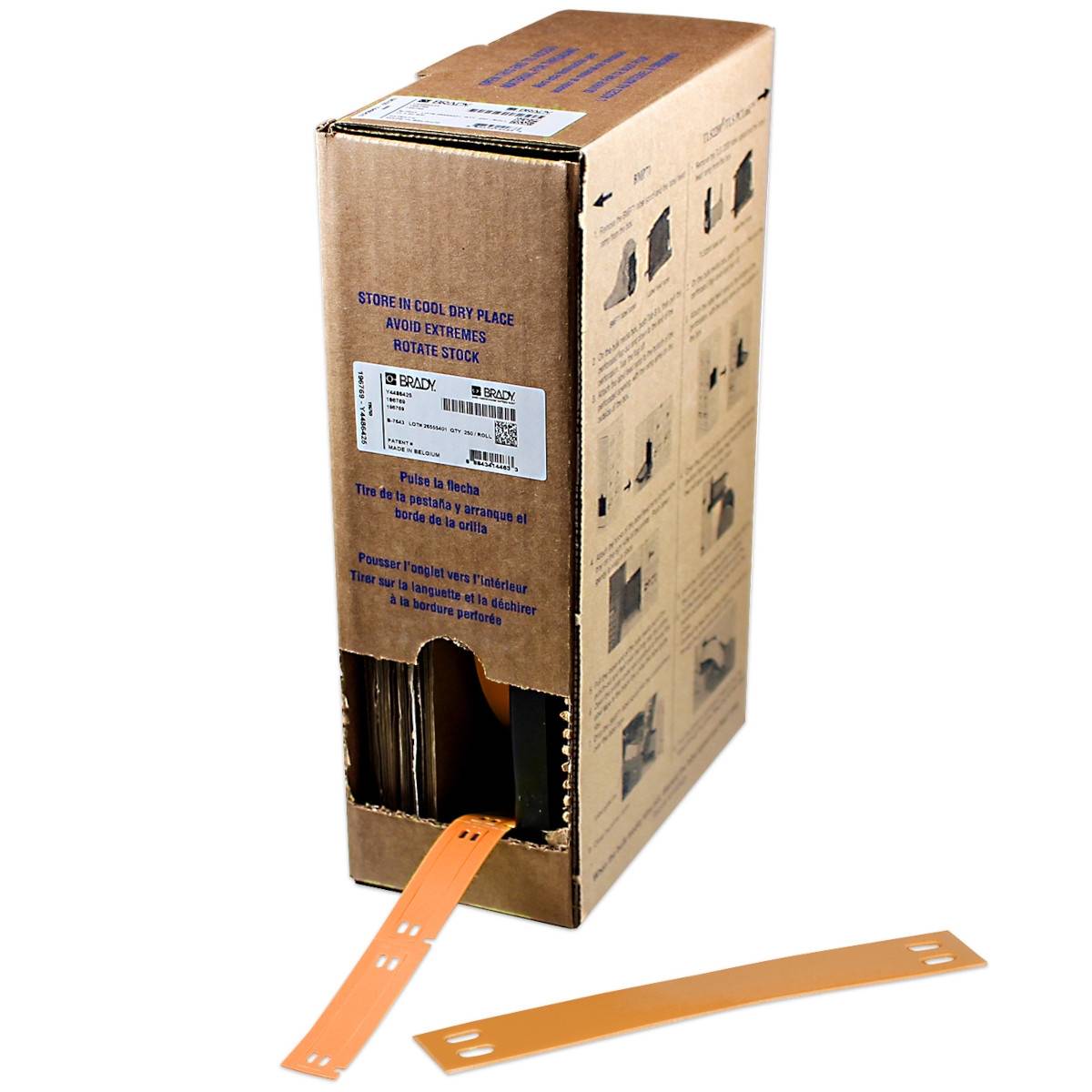 Etiketten aus PE (Polyethylen), 10 mm x 75 mm, orange, Brady BM7-10x75-7643-OR