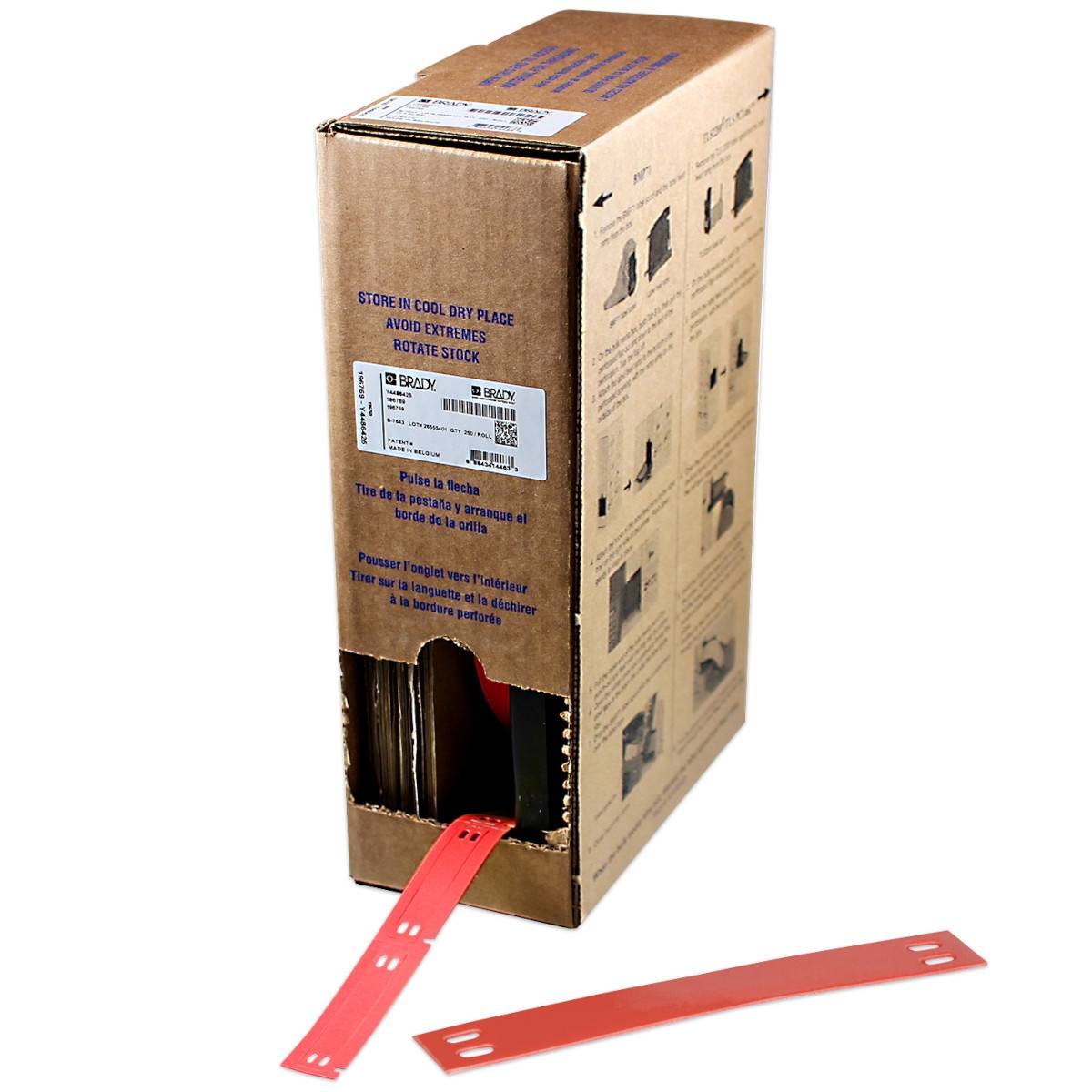 Etiketten aus PE (Polyethylen), 10 mm x 75 mm, rot, Brady BM-10x75-7643-RD