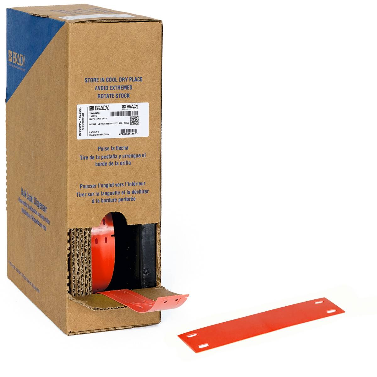 Etiketten aus PE (Polyethylen), 15,0 mm x 75,0 mm, rot, Brady BM-15x75-7643-RD