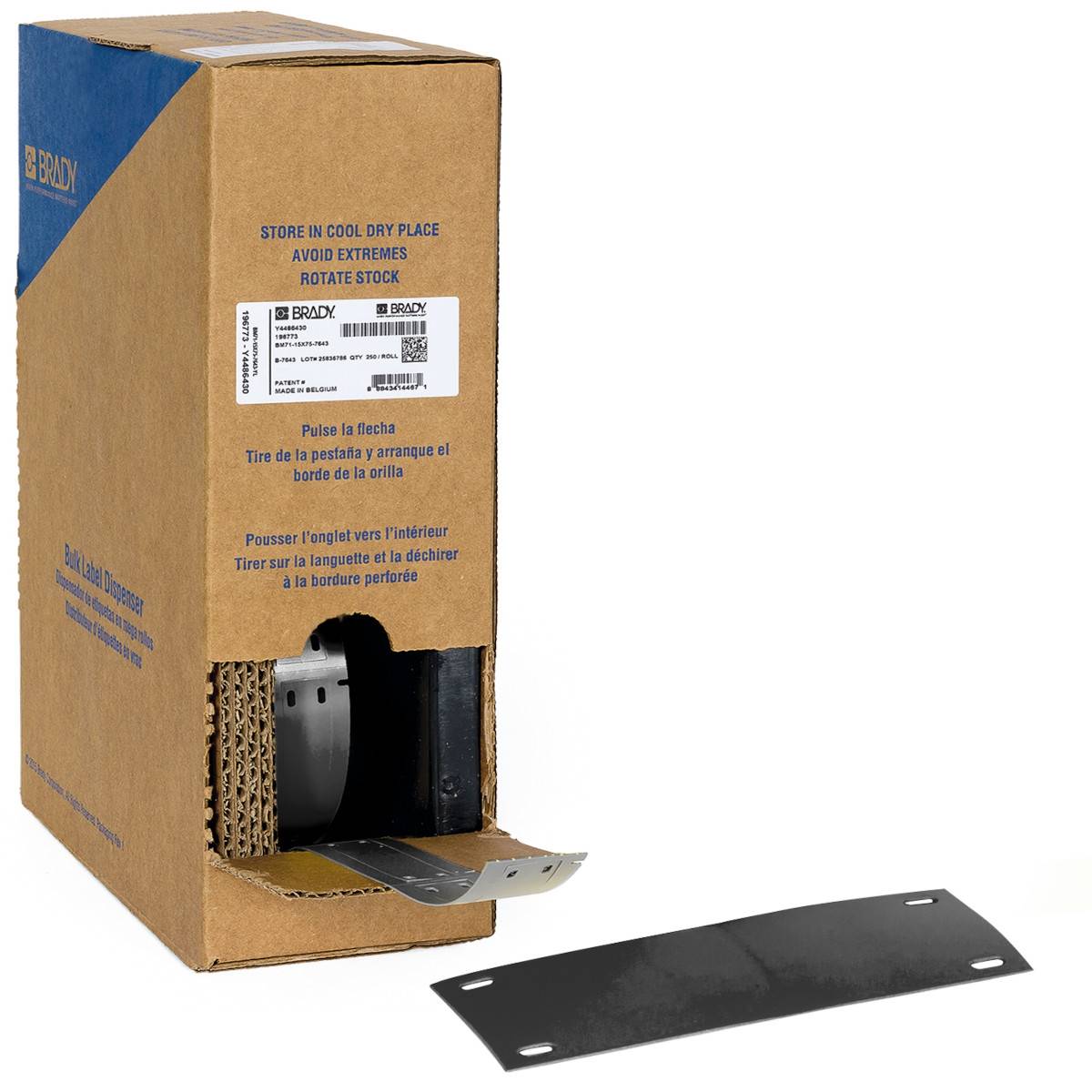 Etiketten aus PE (Polyethylen), 25,0 mm x 75,0 mm, schwarz, Brady BM-25x75-7643-BK