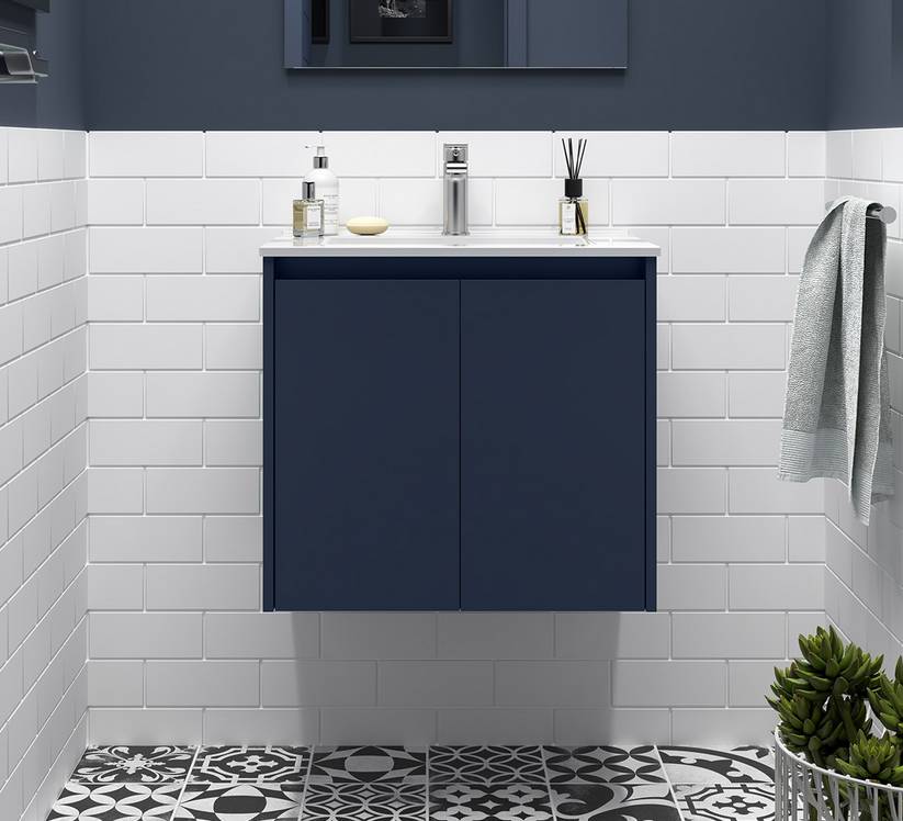 Salgar Noja Unterschrank 700 2 Türen + Waschbecken Blue Satin