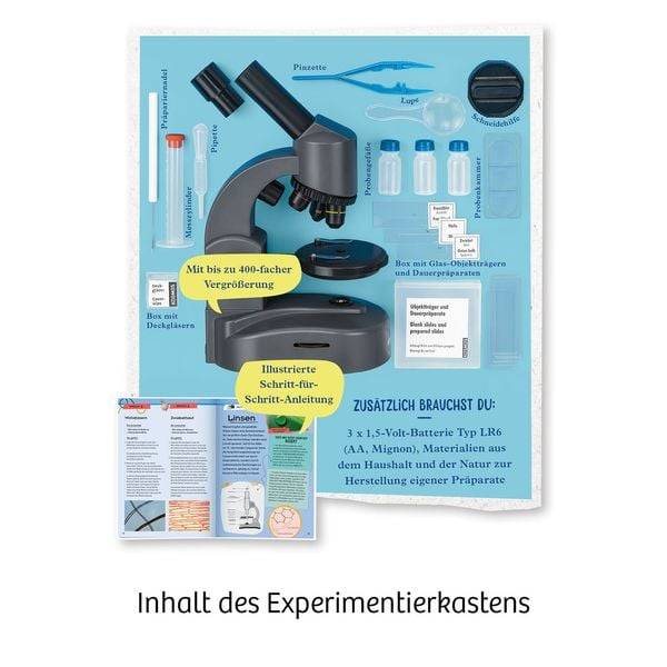 KOSMOS 636098 - Mikroskop, Schüler-Mikroskop mit exakter Mechanik, Experimentierkasten