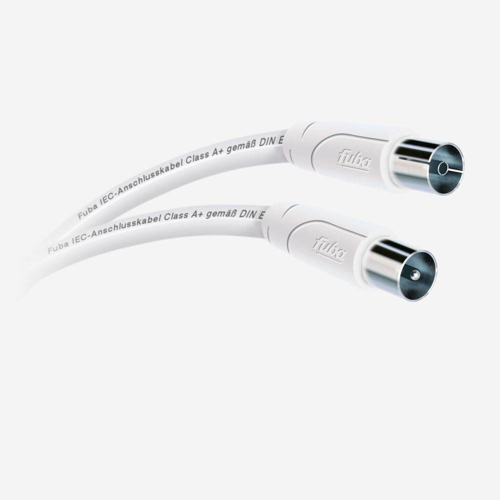 Fuba 3m Antennenkabel weiß - TV Anschlusskabel 4-fach geschirmt, 120 dB Schirmungsmaß - UHD 8K 4K 3D HDTV - IEC Koaxial Kabel Stecker/Buchse DVB-C