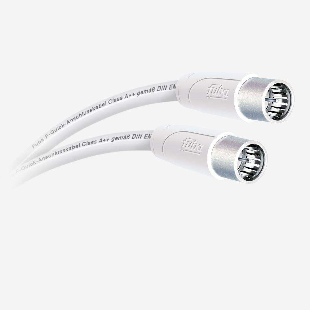 Fuba AFQ 150 Antennenkabel 1,5m weiß - 4-fach geschirmt 130dB - HDTV UHD 4K 8K - F-Anschlusskabel Koaxialkabel F-Quick Stecker (für DVB-S2-Receiver/