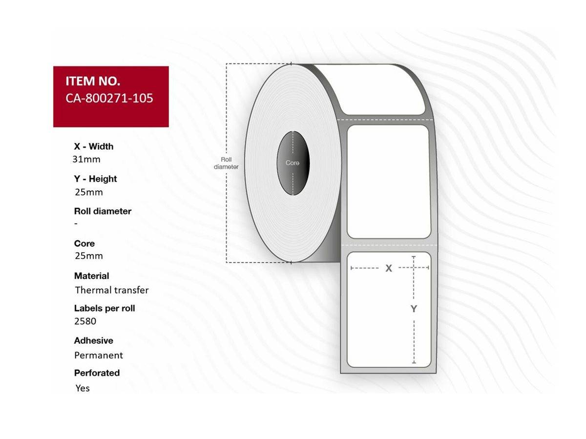 Capture Permanenter Klebstoff - beschichtet - perforiert - weiß - 31 x 25 mm