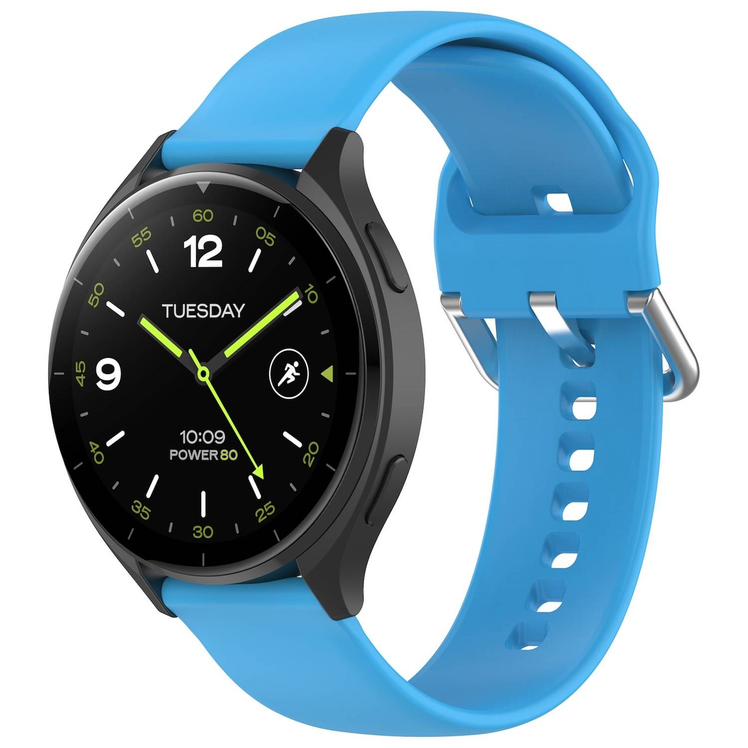 Für Xiaomi Watch 2 hochwertiges Silikon Solid Color Armband Metallschnalle Watch Ersatz Arm Band Größe L Hellblau