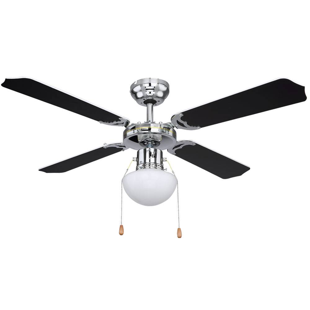 Deckenventilator mit Zugschalter 3 Stufen Flügel wendbar Vor- und Rücklauf Deckenleuchte Sommer Wintermodus Fernbedienung, 1x E27, DxH 106,6x41,5 cm