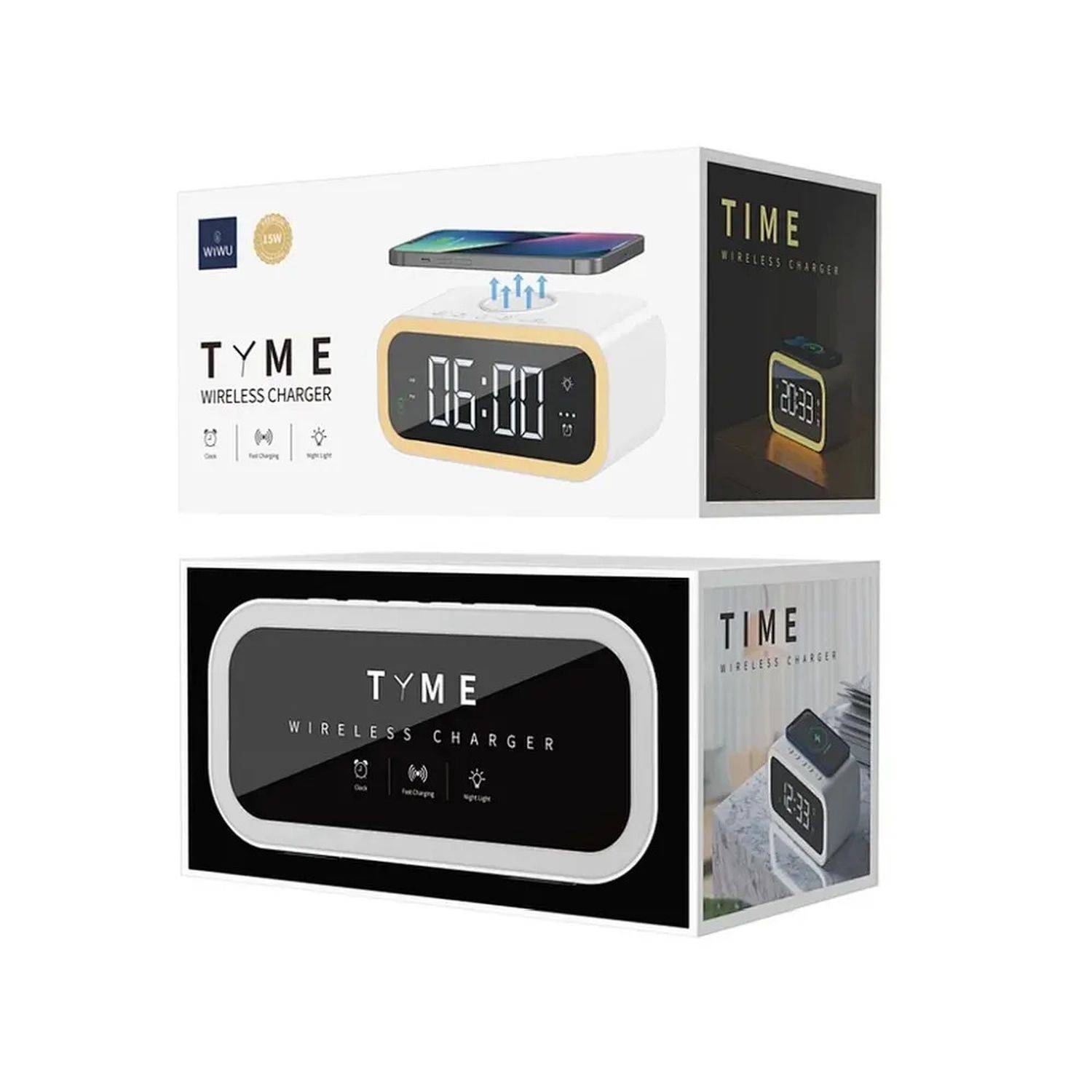 WiWU - Kabelloses Ladegerät 15W mit Wecker - LED-Lichtdisplay 5V-1A MAX