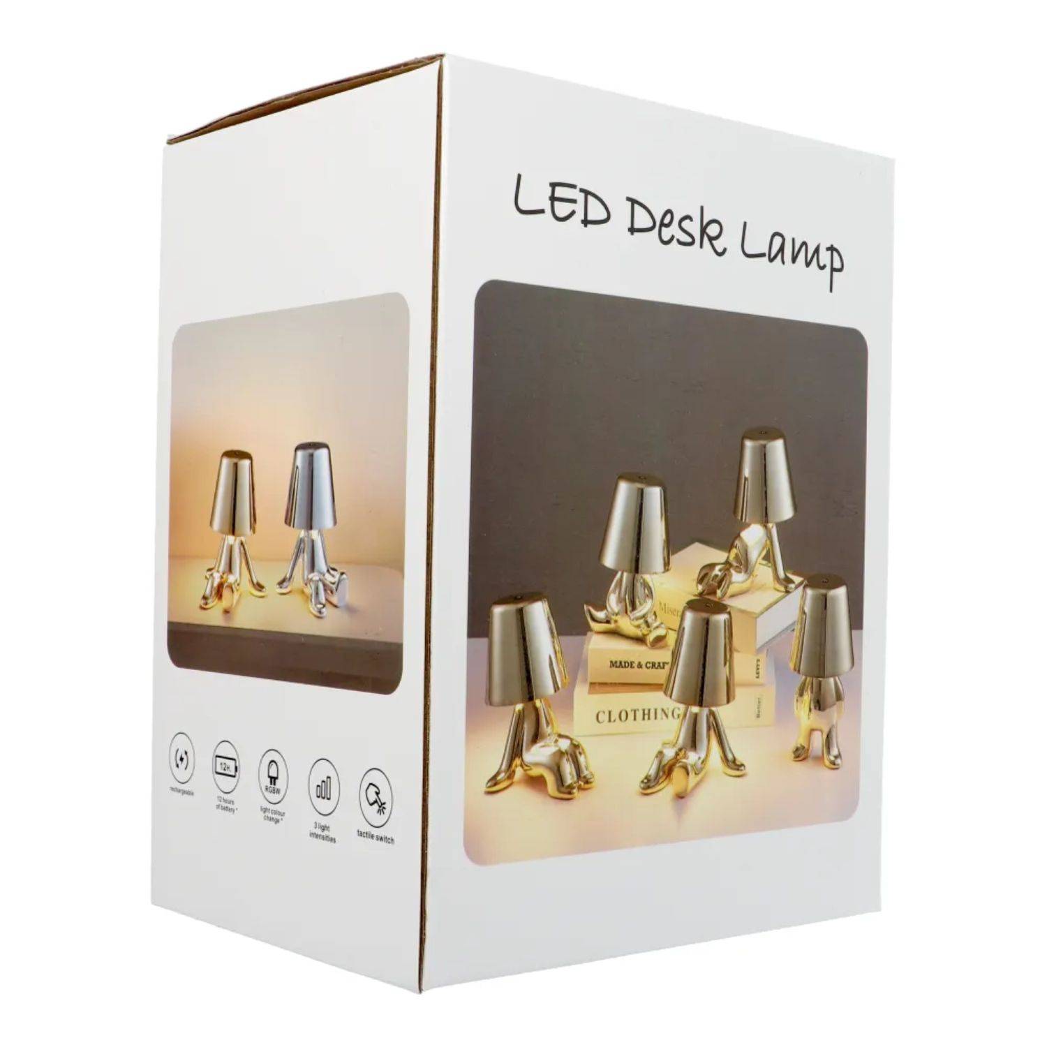 Tischlampe in Gold Nachttisch LED-Beleuchtung sitzender Mann 2700–6500 K