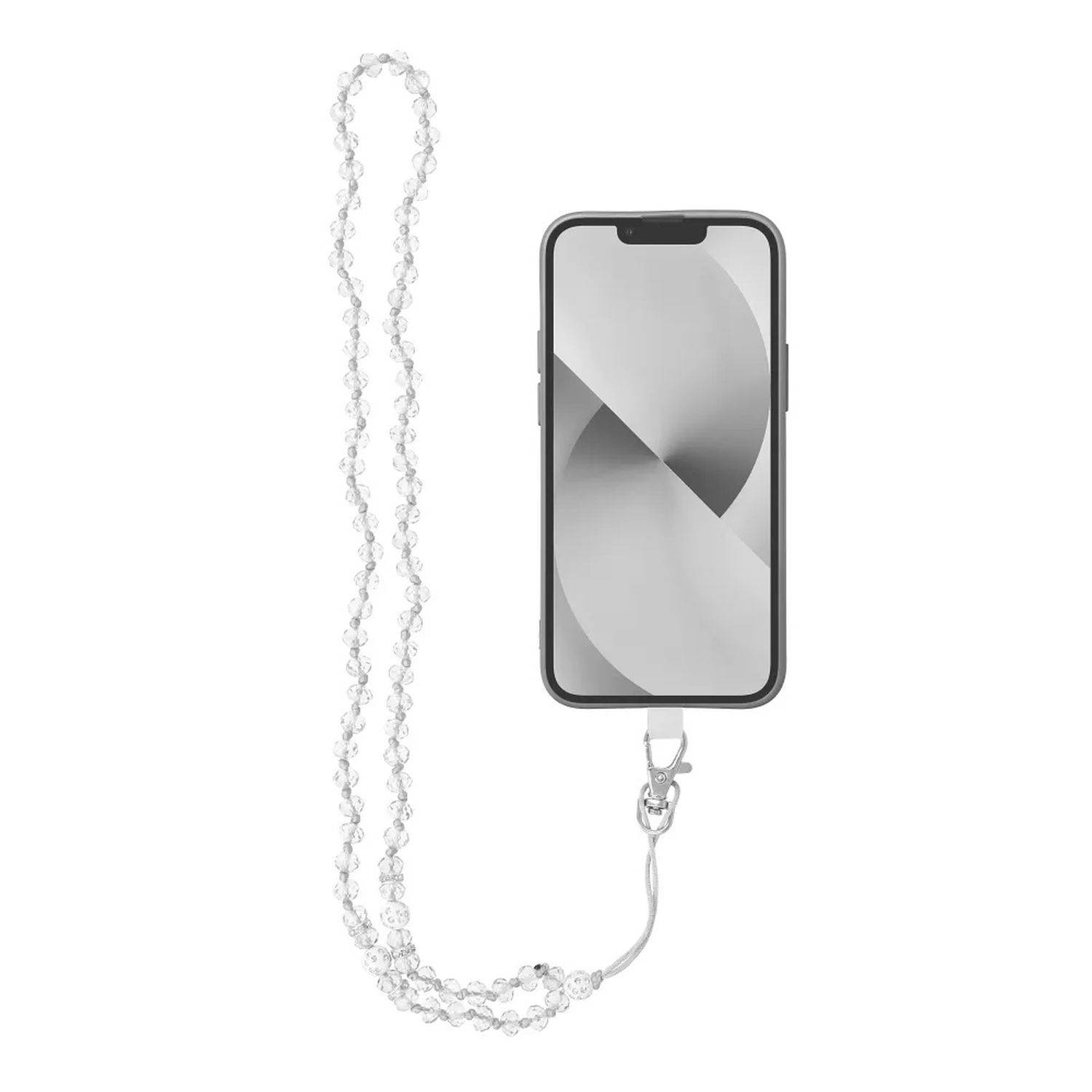 Kristall Anhänger für das Telefon / Kabellänge 74cm (37cm in der Schlaufe) / am Hals - Weiß