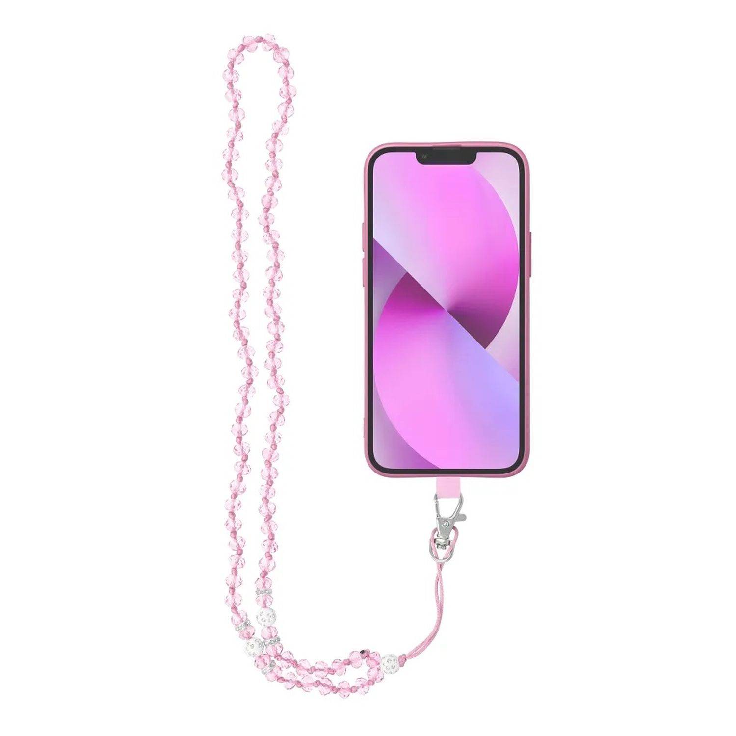 Kristall Anhänger für das Telefon / Kabellänge 74cm (37cm in der Schlaufe) / am Hals - Pink