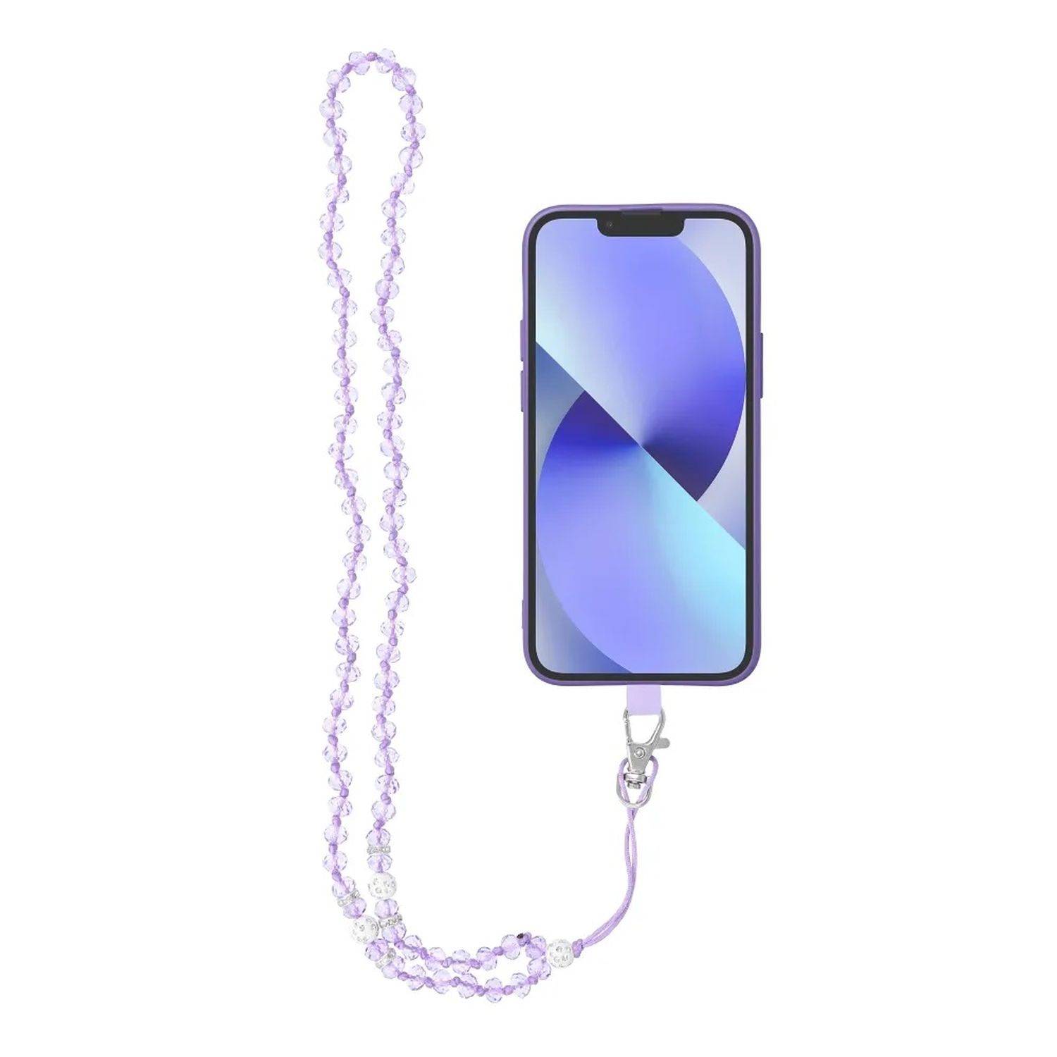 Kristall Anhänger für das Telefon / Kabellänge 74cm (37cm in der Schlaufe) / am Hals - Lila