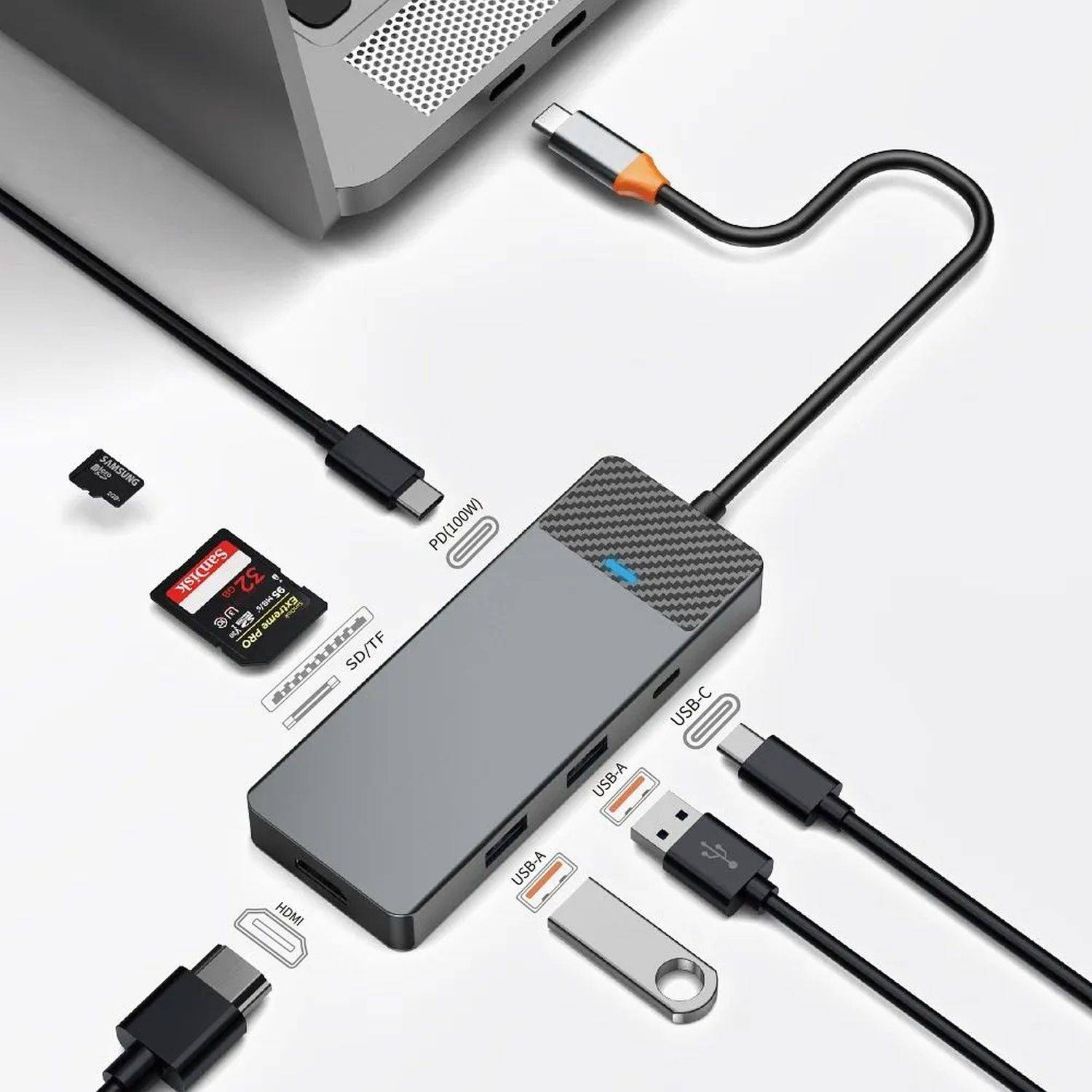 WiWU - HUB 7/9/12 in 1 USB-C HUB - Adapter Aluminiumgehäuse Multifunktionsadapter 7in1