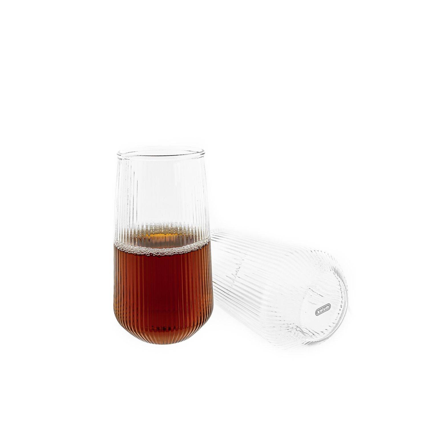 Mulex 8-Teilig Glas Set Stripe Riffel Longdrink-Glas, Glas, Hitzebeständig 500ml