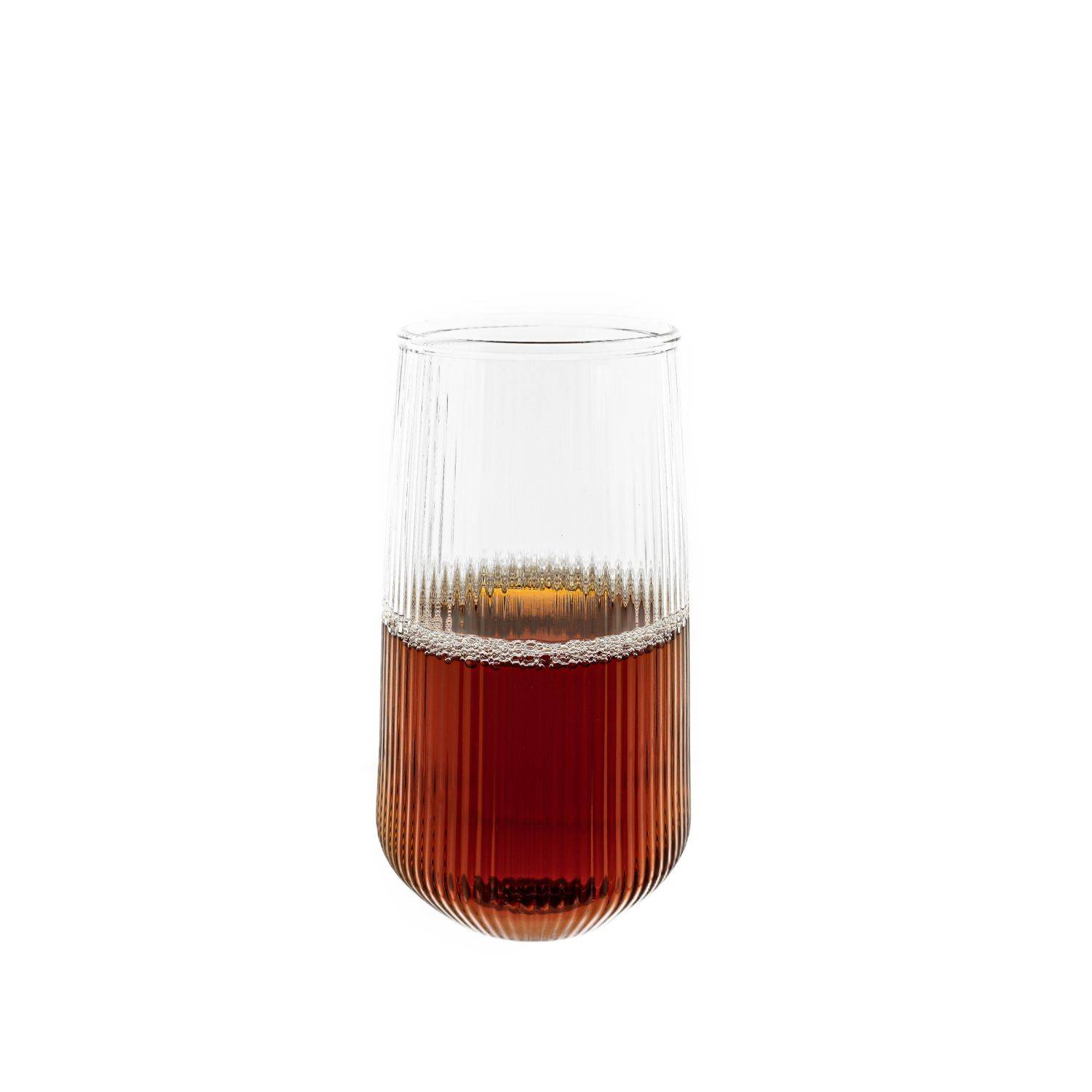 Mulex 2-Teilig Glas Set Stripe Riffel Longdrink-Glas, Glas, Hitzebeständig 500ml