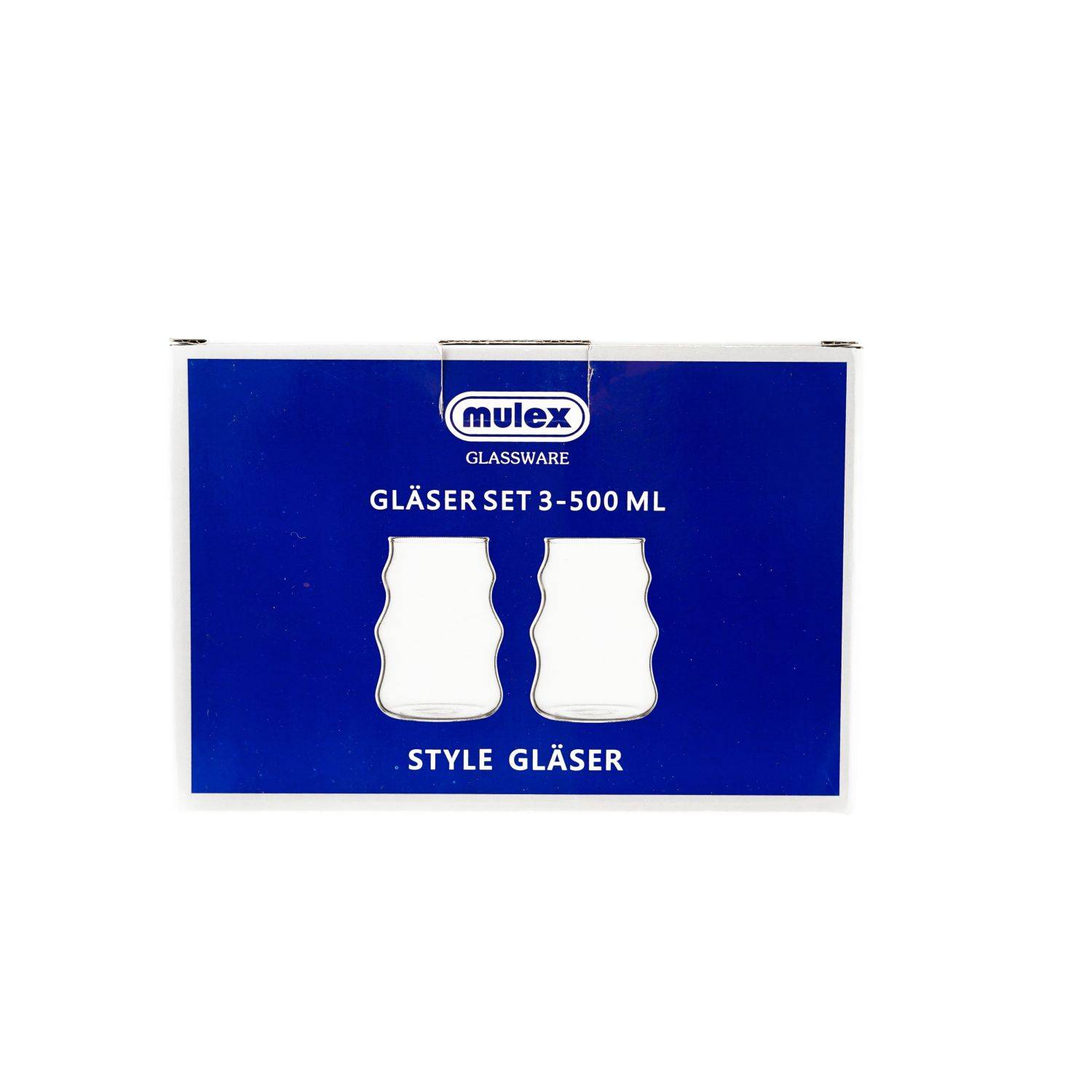 Mulex 4-Teilig Glas Wave Style Gläser Getränkebecher Cocktail- 500 ml