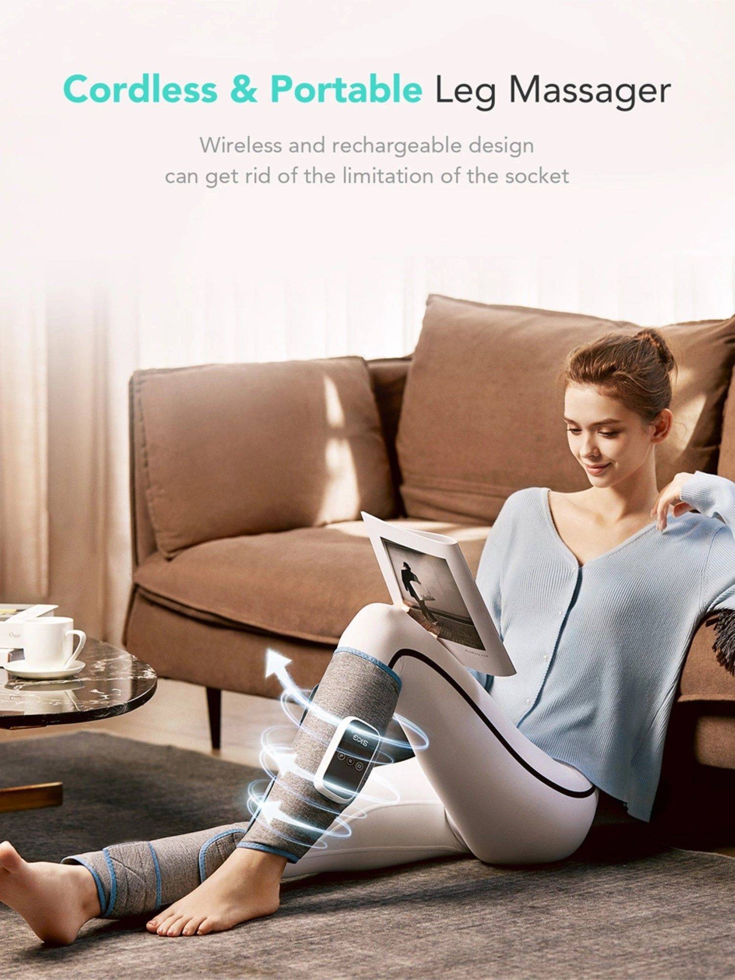 SKG BM3-E Wadenmassagegerät mit wärmender Kompresse in Grau 2er Set