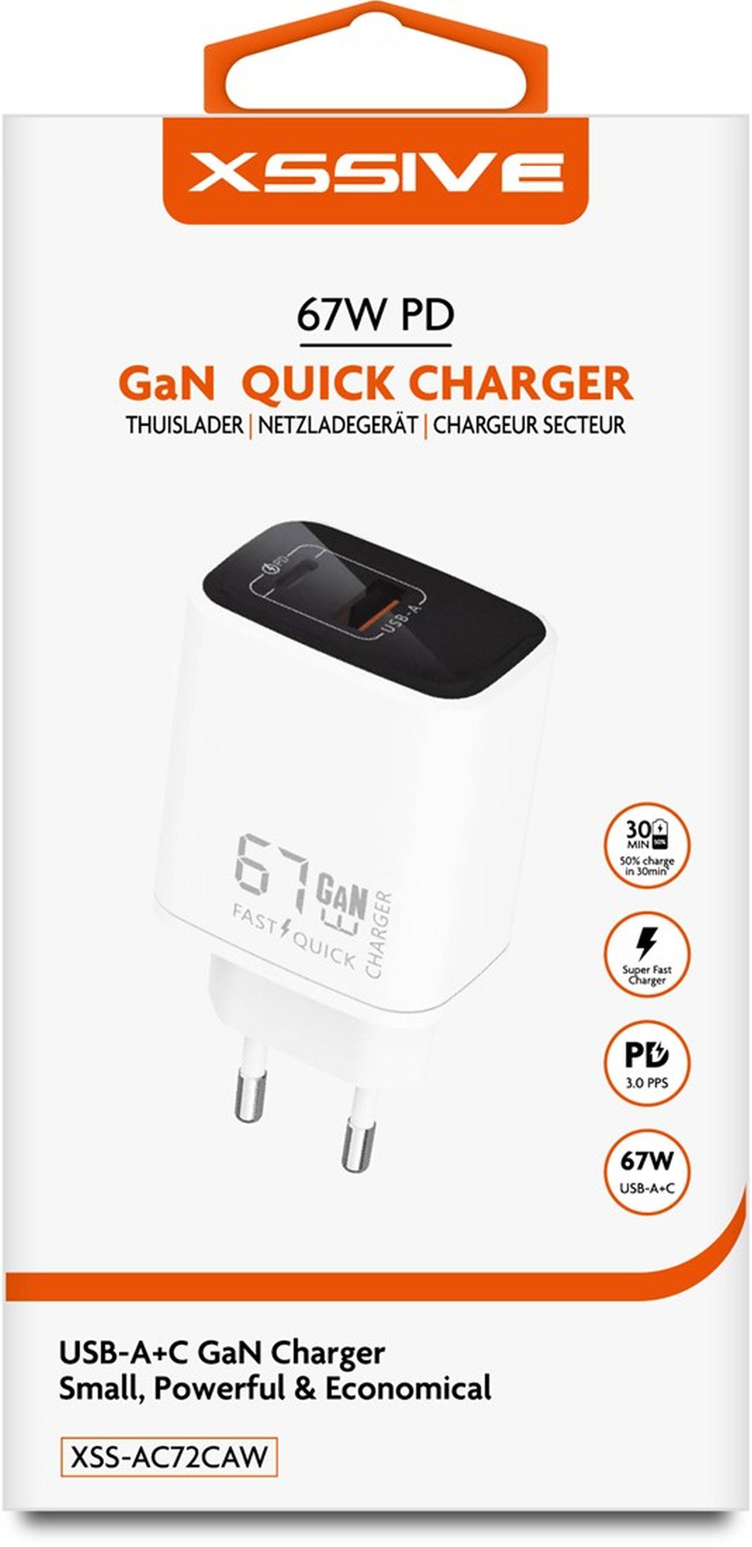 GaN 67W PDW Schnellladegerät Weiß