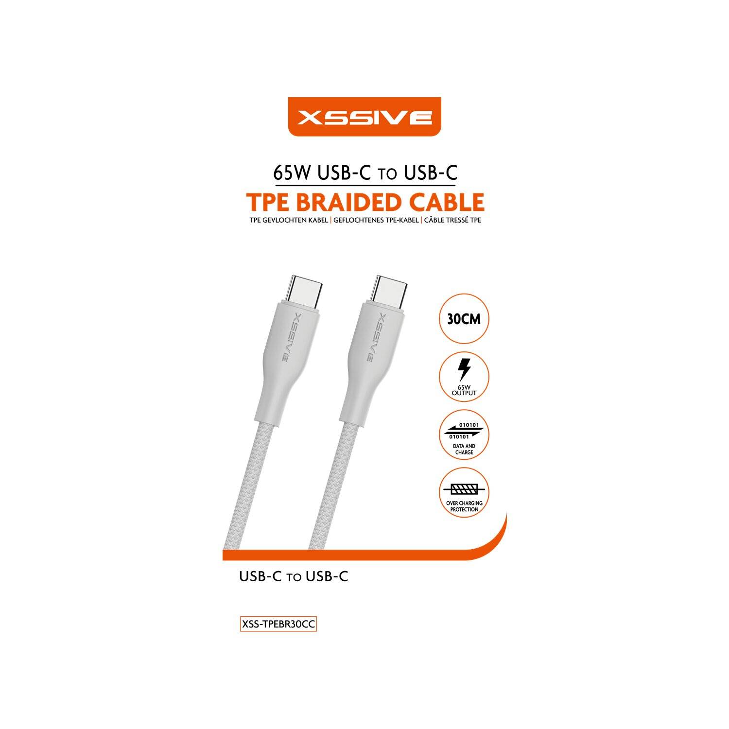 65W Lade- und Synchronisationskabel, 30 cm TPE Schnur