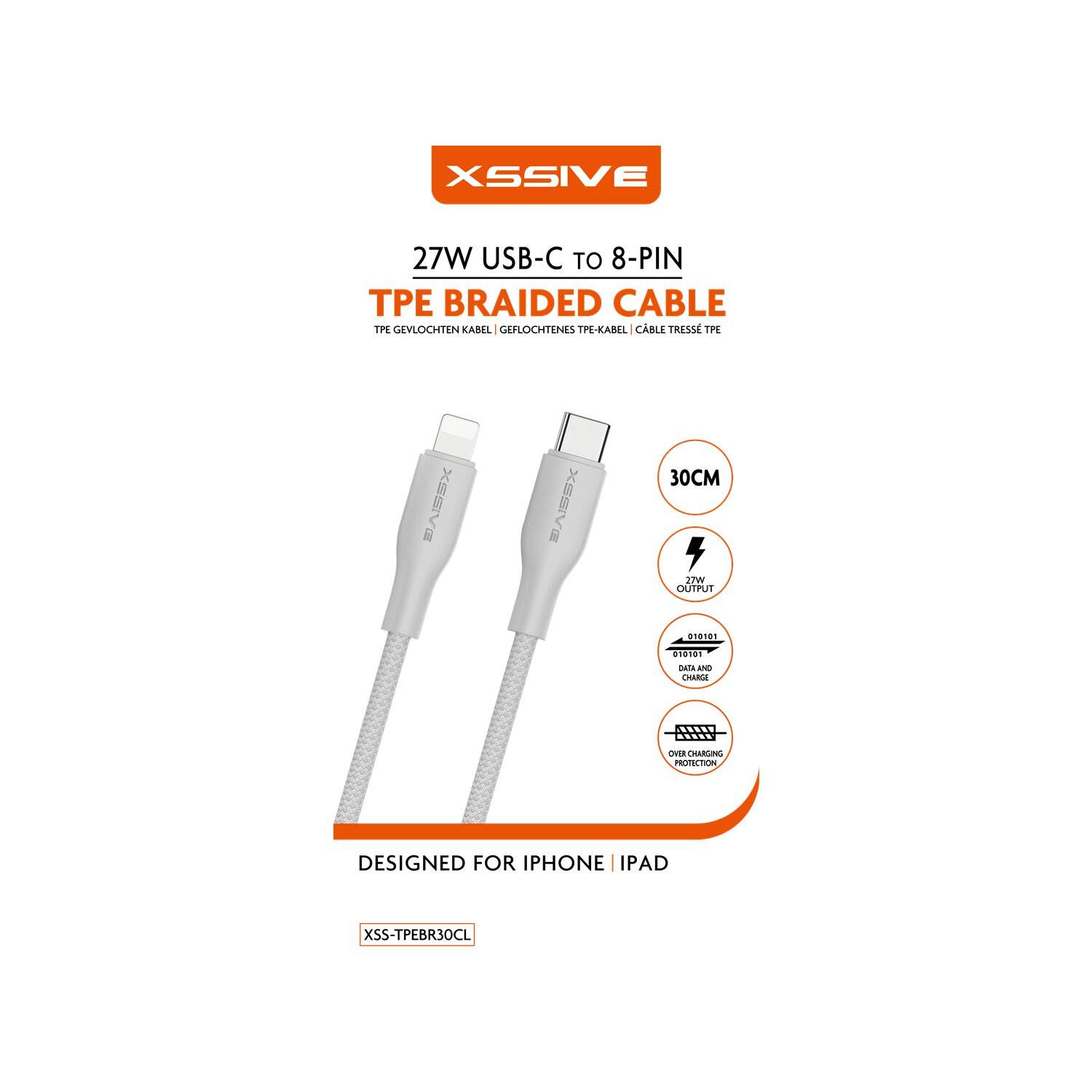 27W Lade- und Synchronisationskabel, 30 cm TPE Schnur