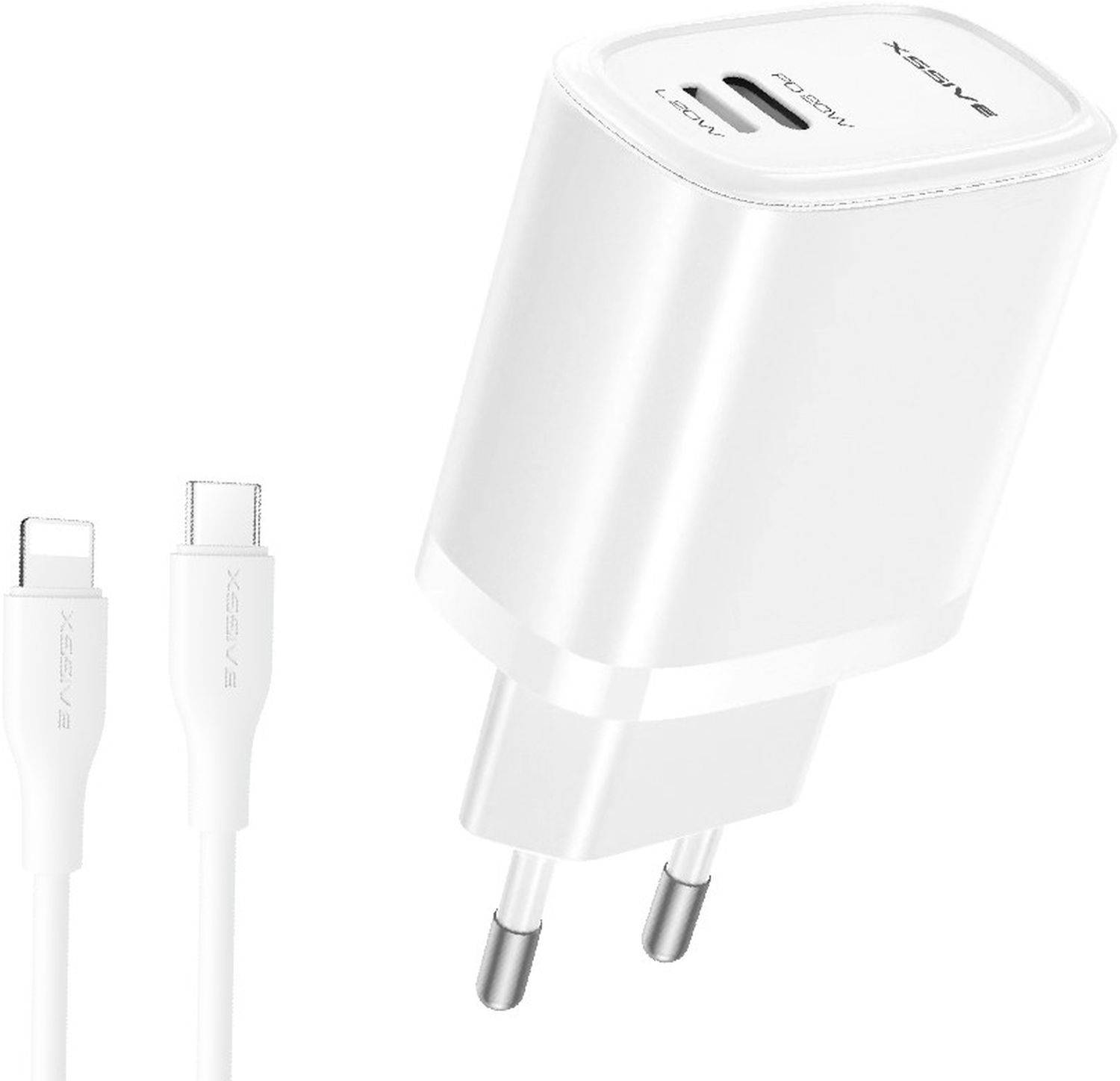 Dual-Port USB-C + 8-Pin Schnellladegerät für Zuhause