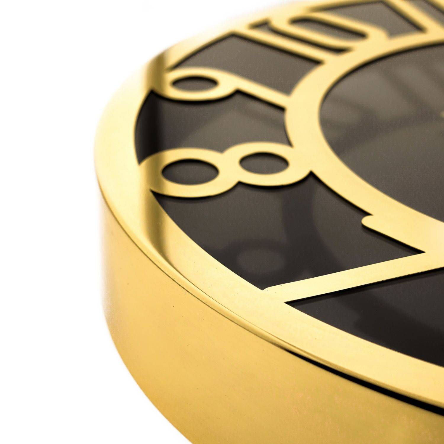 Almina Wanduhr in Schwarz/Gold mit Ziffern 60 cm moderne Uhr für Ihr Zuhause