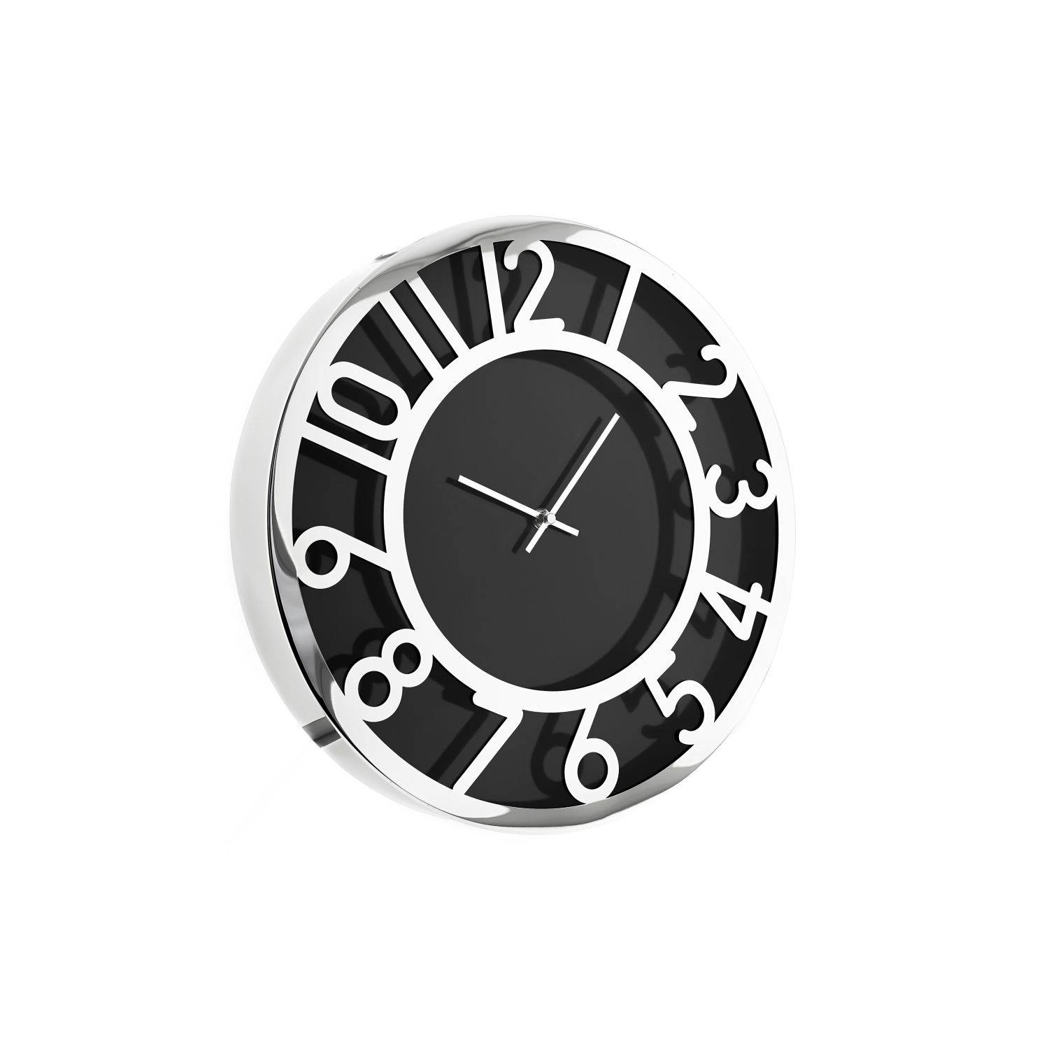 Almina elegante Wanduhr für Ihr Zuhause 60 cm mit Ziffern Schwarz/Silber