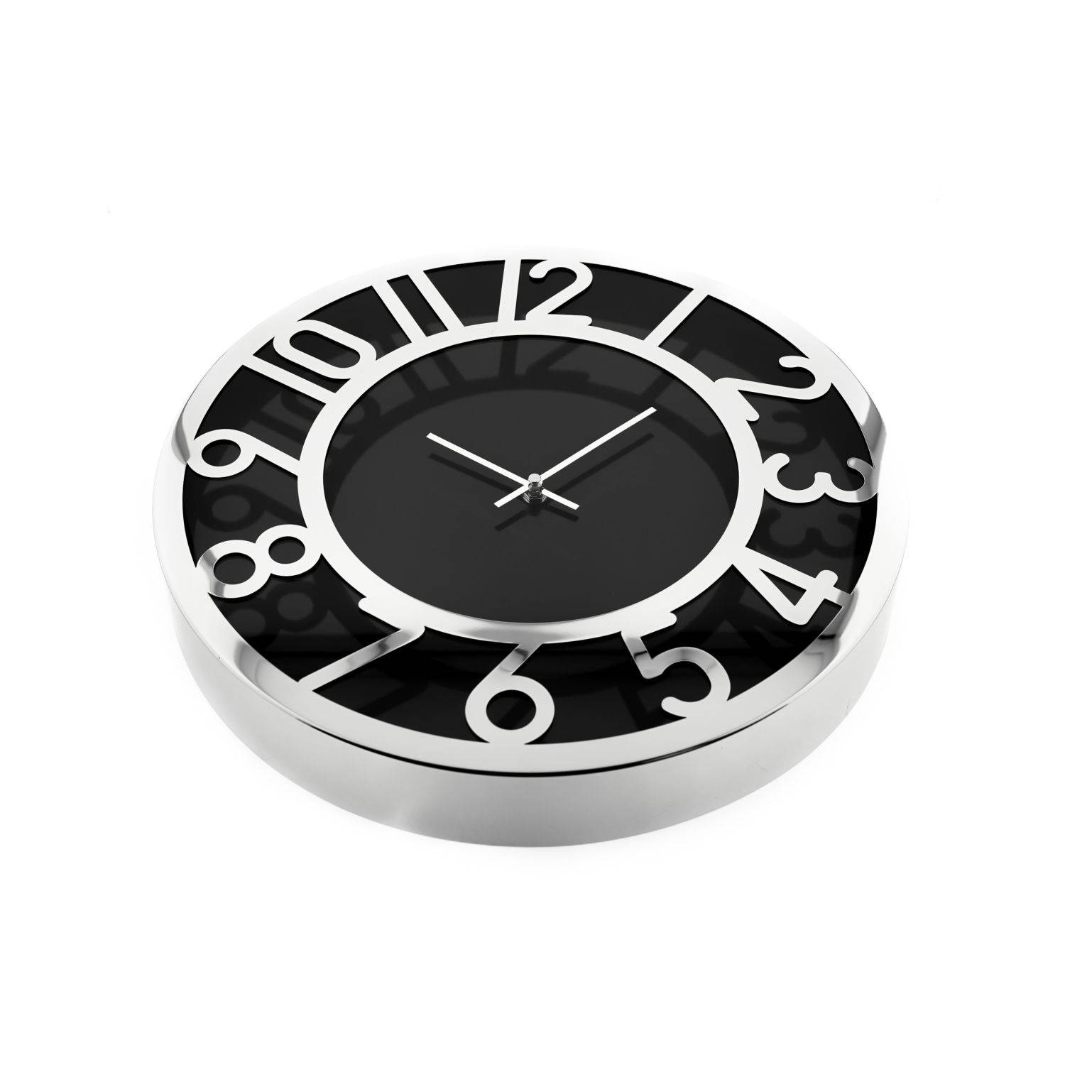 Almina elegante Wanduhr für Ihr Zuhause 60 cm mit Ziffern Schwarz/Silber