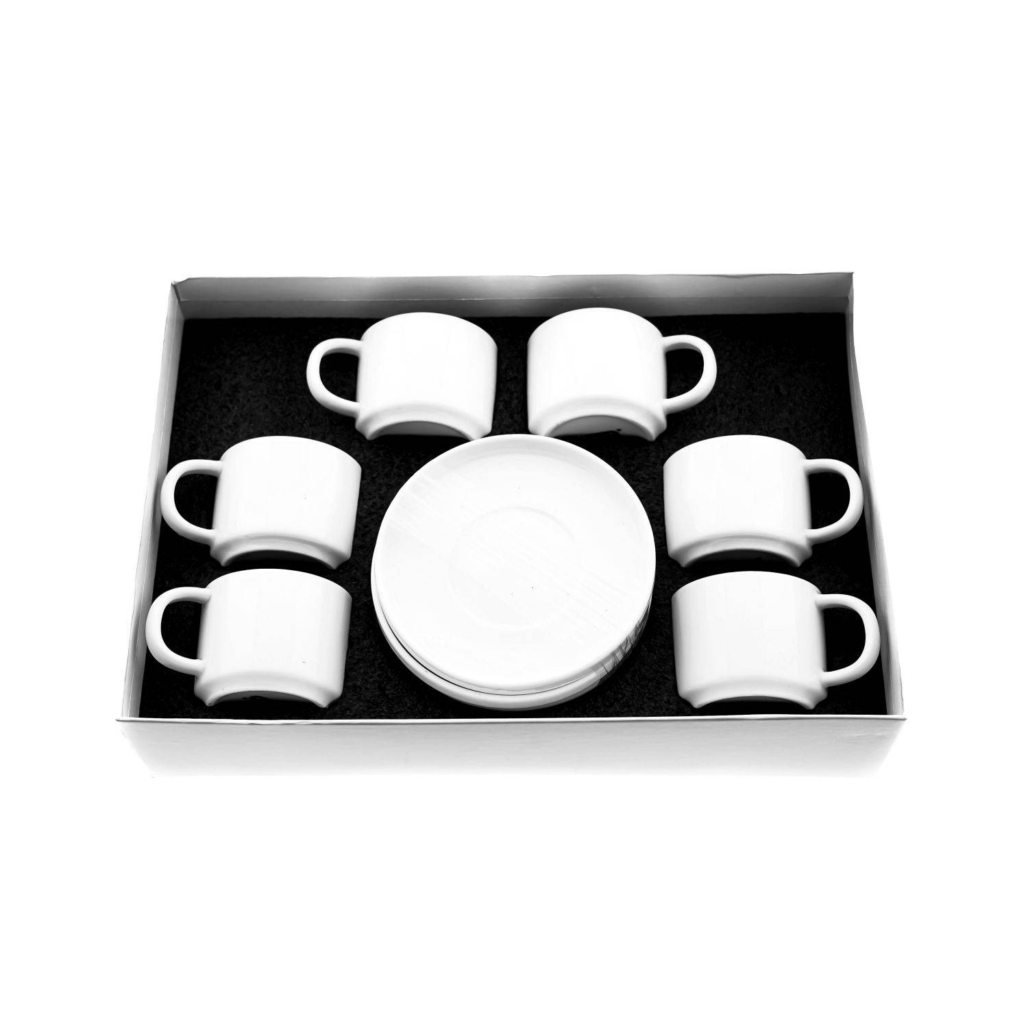 Almina Mokka-Tassen-Set - 12 Teiliges Set weiß - Espressotasse 100 ml Glatt
