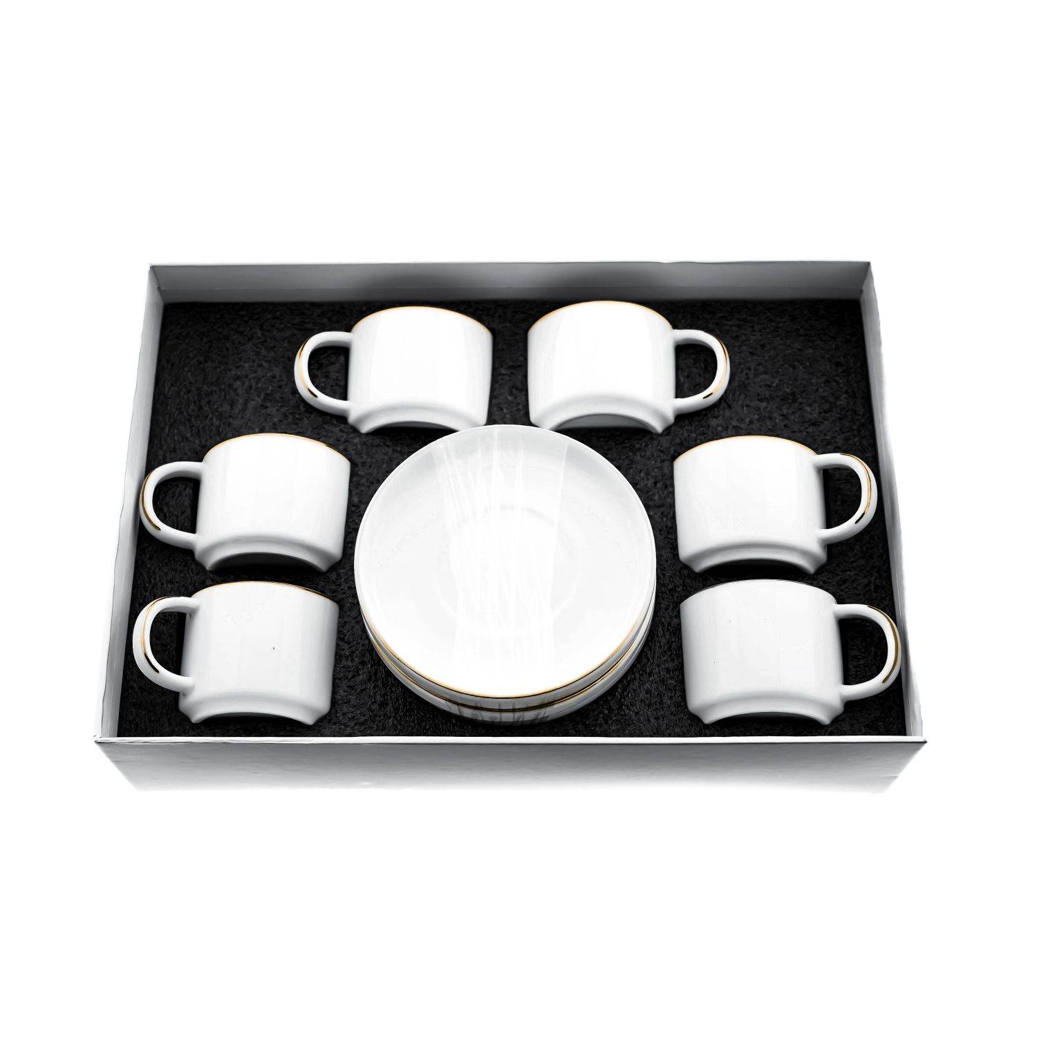 Almina Espressotasse 12 Teiliger Mokkatassen-Set aus Porzellan Mokkaservice 100 ml Gold