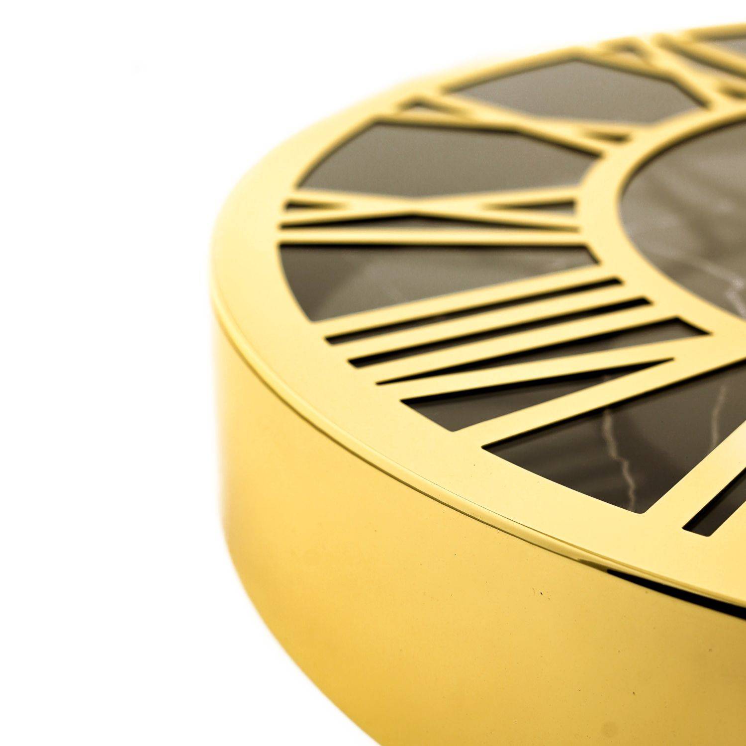 Almina Wanduhr mit Römischen Ziffern mit Marmormuster in Schwarz/Gold 40 cm