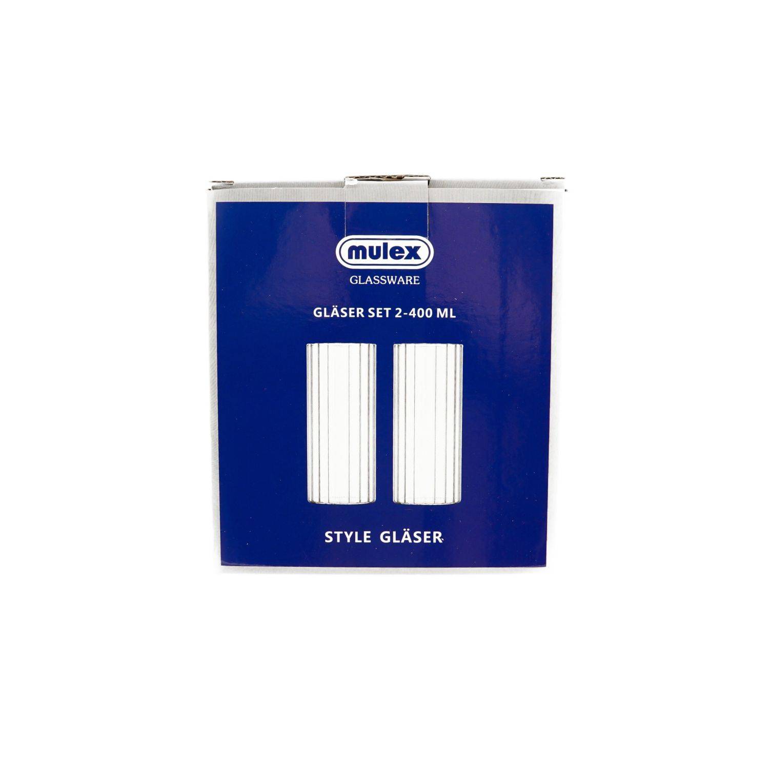 Mulex Glas Stripe Riffel Glas, Glas, Hitzebeständig 400ml 2-Teilig
