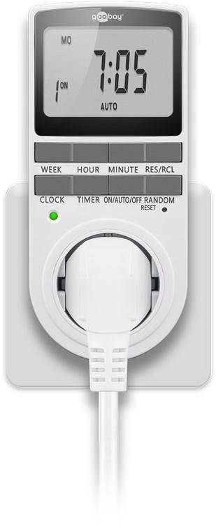 Goobay Digitale Zeitschaltuhr, programmierbar, 10 Programme, 16 A, max. 3600 W, 230 V