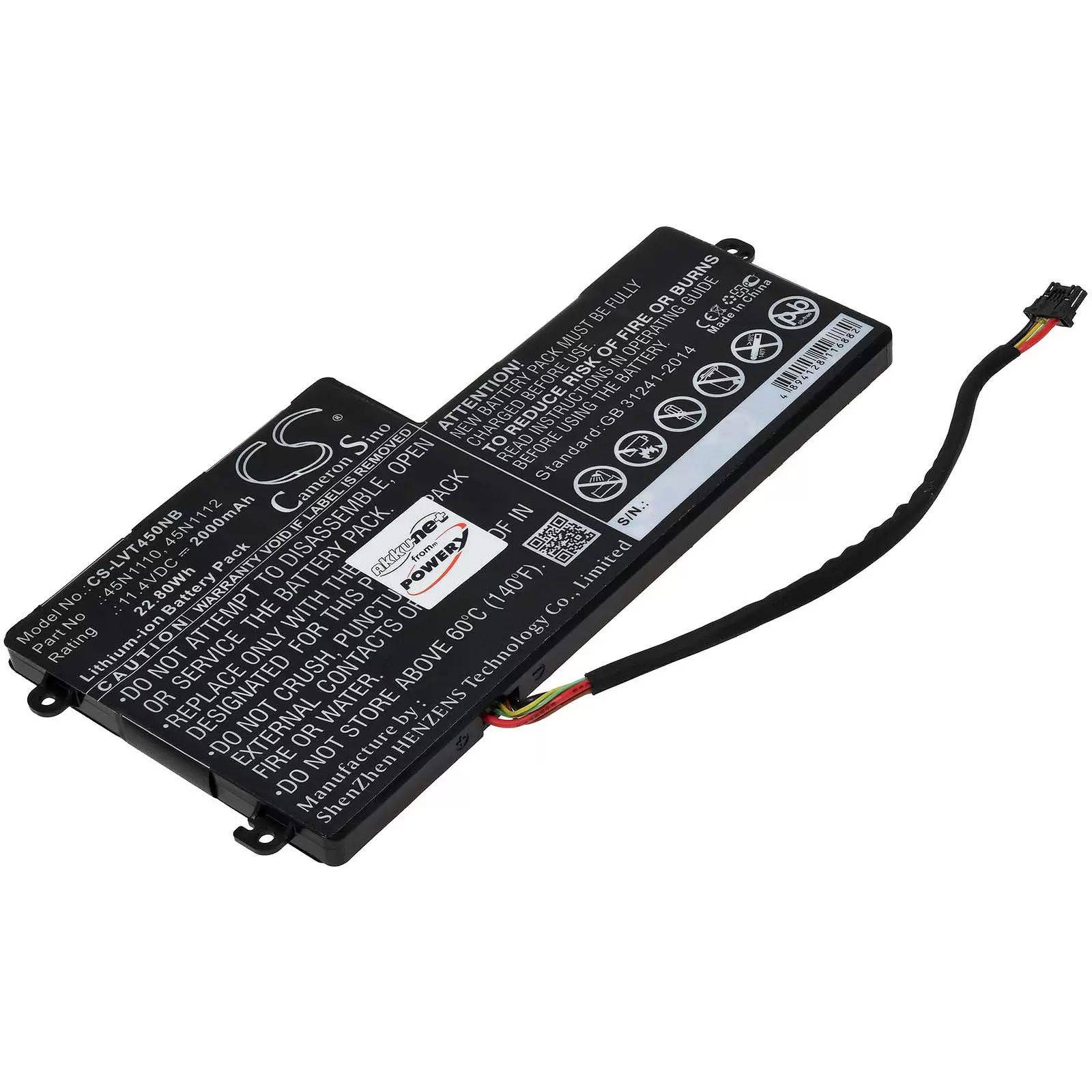 Akku passend für Lenovo Thinkpad X240, Thinkpad T440S Serie, Typ 45N1110 (interne Batterie) - 11,4V - 2000 mAh