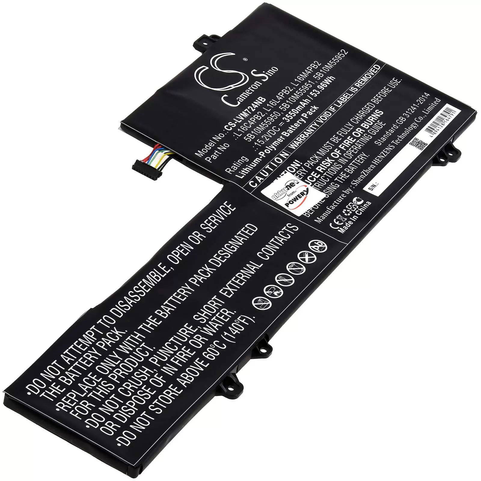 Akku passend für Laptop Lenovo IdeaPad 720s-14IKB, Xiaoxin Air Pro, V720-14, Typ L16L4PB2 - 15,2V - 3550 mAh