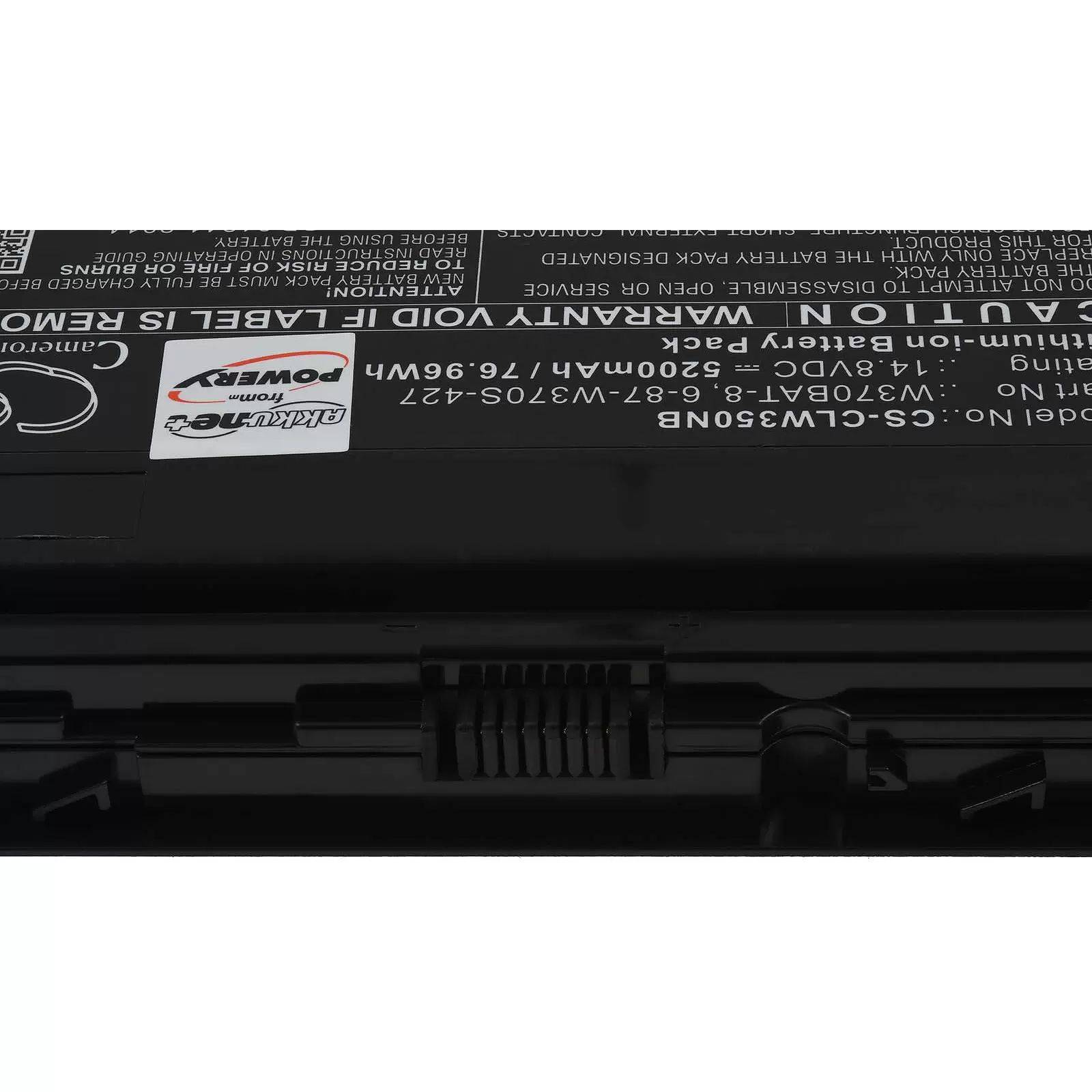 Akku passend für Laptop Schenker A704, A723, Clevo W353ST, W350ET, Typ W370BAT-8 - 14,8V - 5200 mAh
