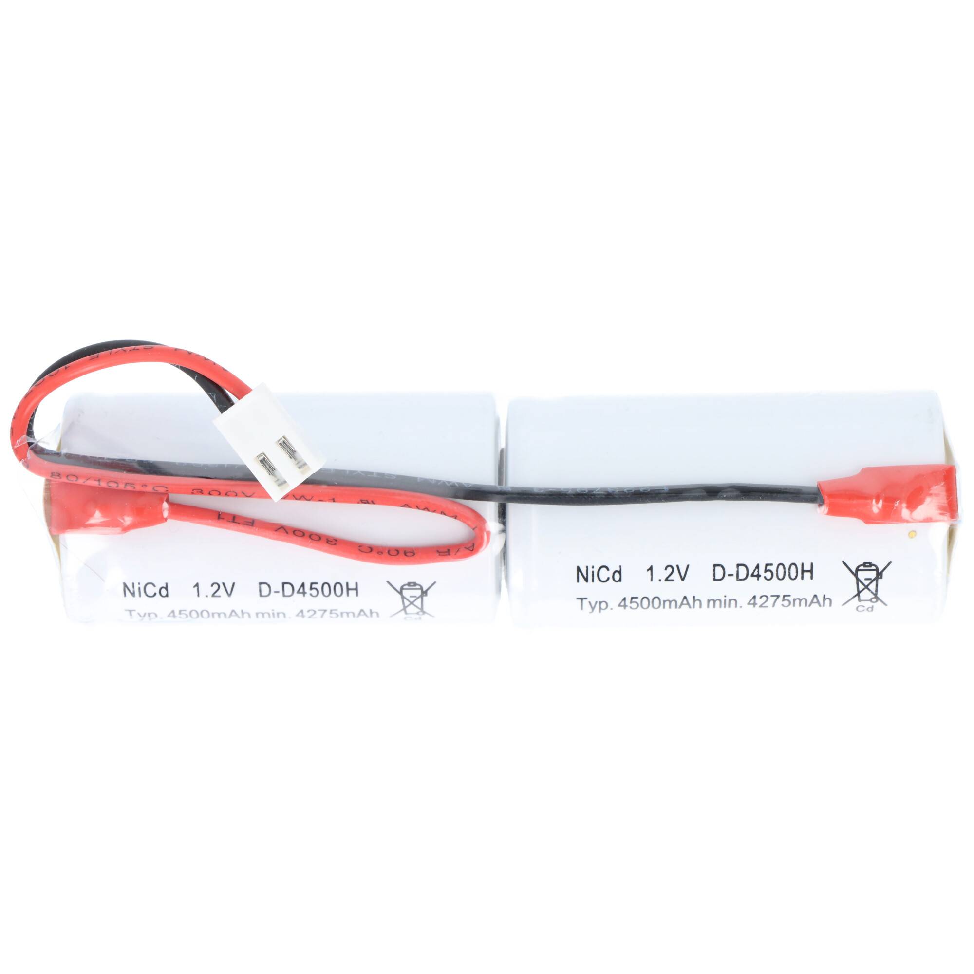 Notleuchtenakku NiCd 2,4V 4500mAh L1x2 Mono D mit JST VHR-2 Stecker