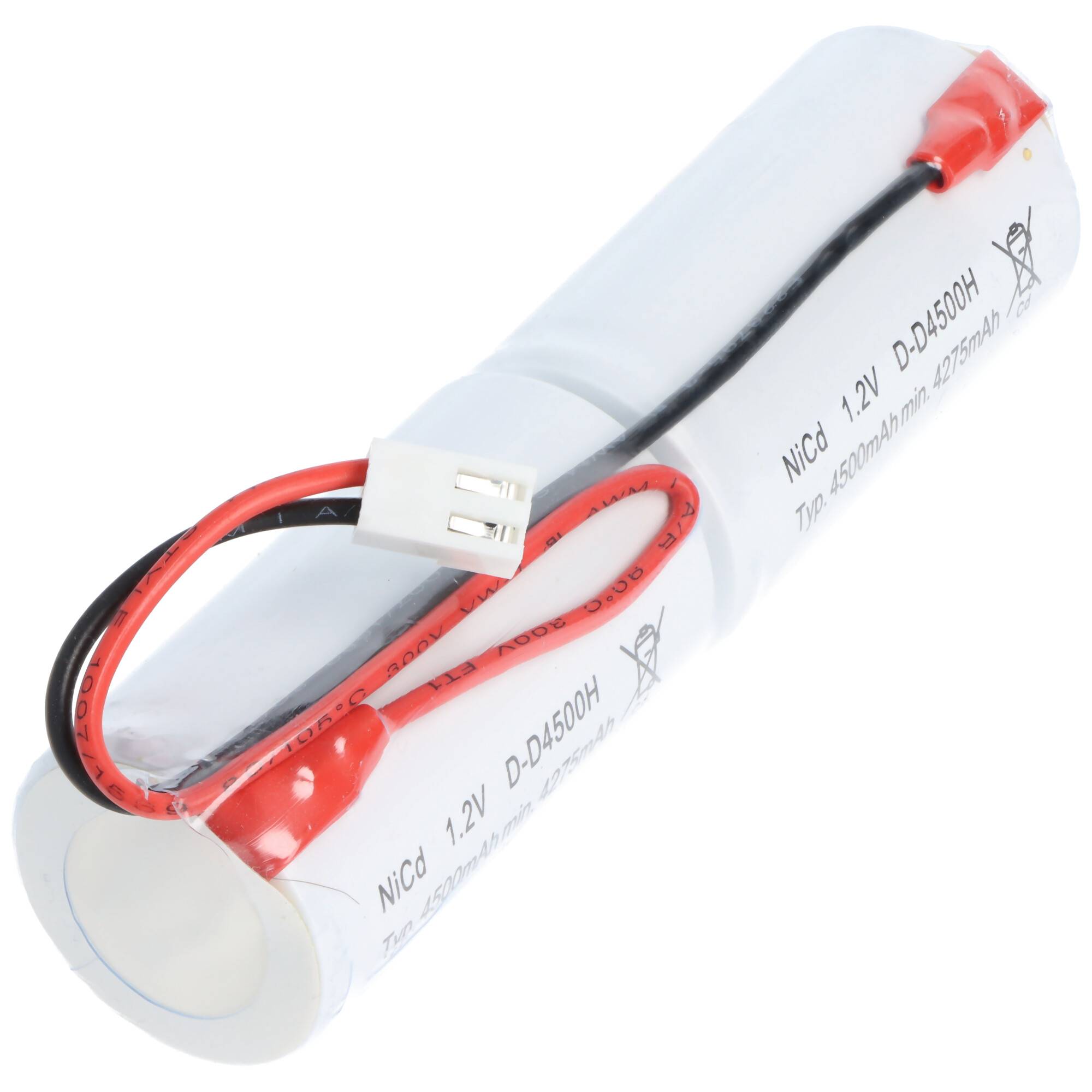 Notleuchtenakku NiCd 2,4V 4500mAh L1x2 Mono D mit JST VHR-2 Stecker