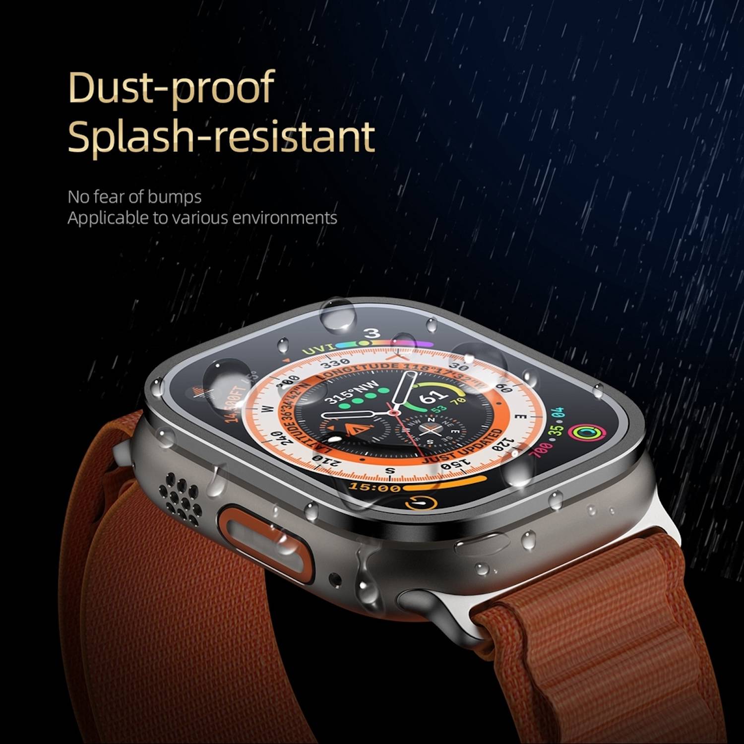 2in1 9H Schutzglas für Apple Watch Ultra 4 3 2 1 49mm mit Alu Rahmen Schwarz