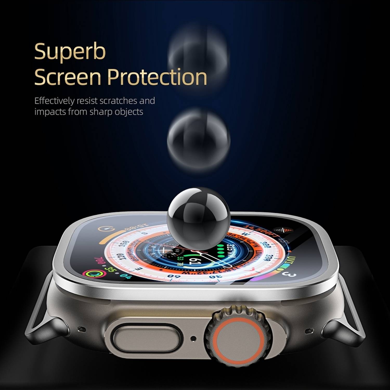 Für Apple Watch Ultra 1 + 2 49mm Aluminiumlegierung Hülle + Hart Glas