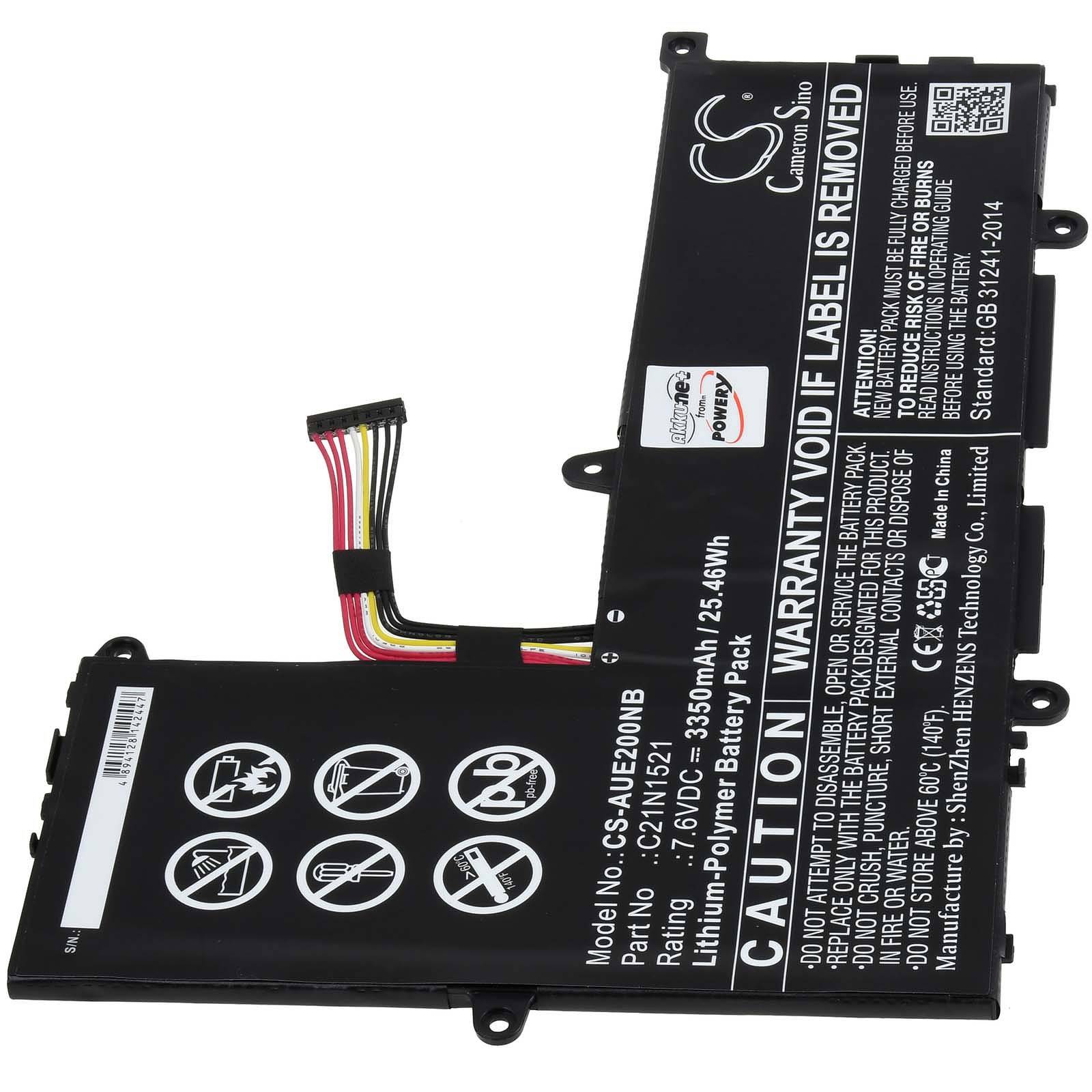 Powery Akku für Asus VivoBook L200HA-FD0022T Laptop, 7,6V, Li-Polymer