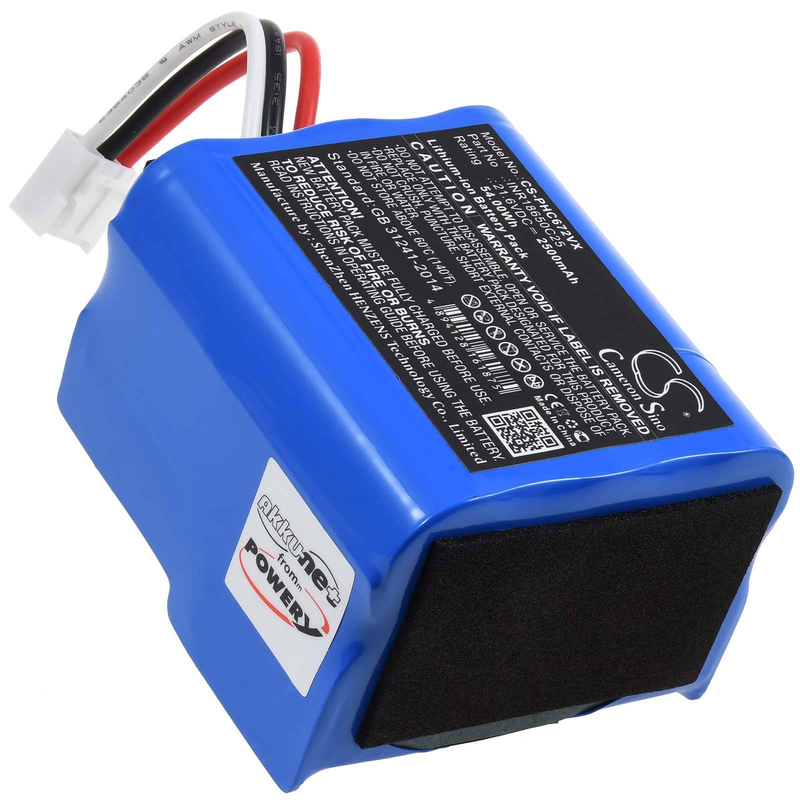 Powery Akku für Akkusauger Philips FC6725, FC6725/01, 21,6V, Li-Ion