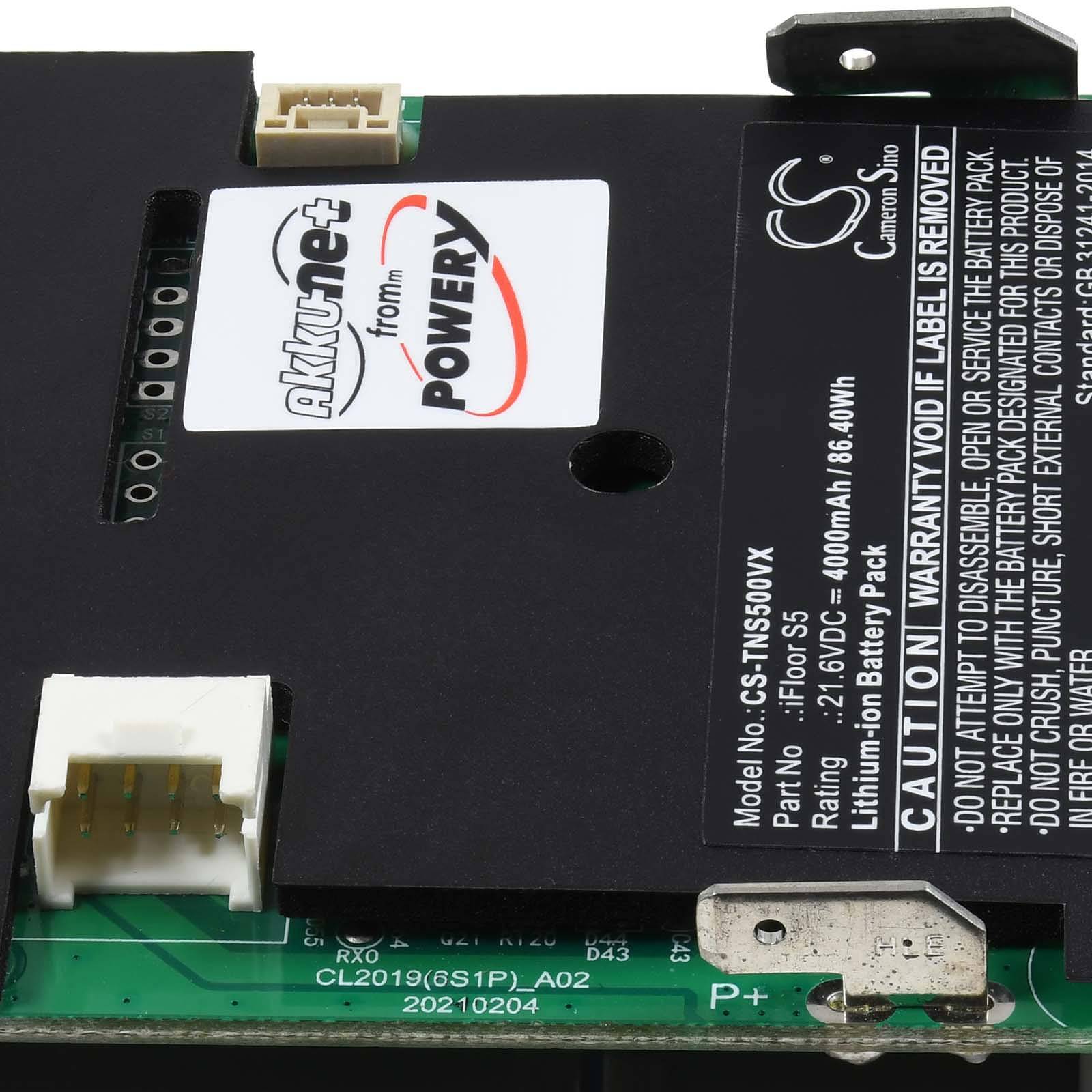 Powery Akku passend für Nass- und Trockensauger Tineco iFloor S5 Typ CL2019-6S1P-02A, 21,6V, Li-Ion