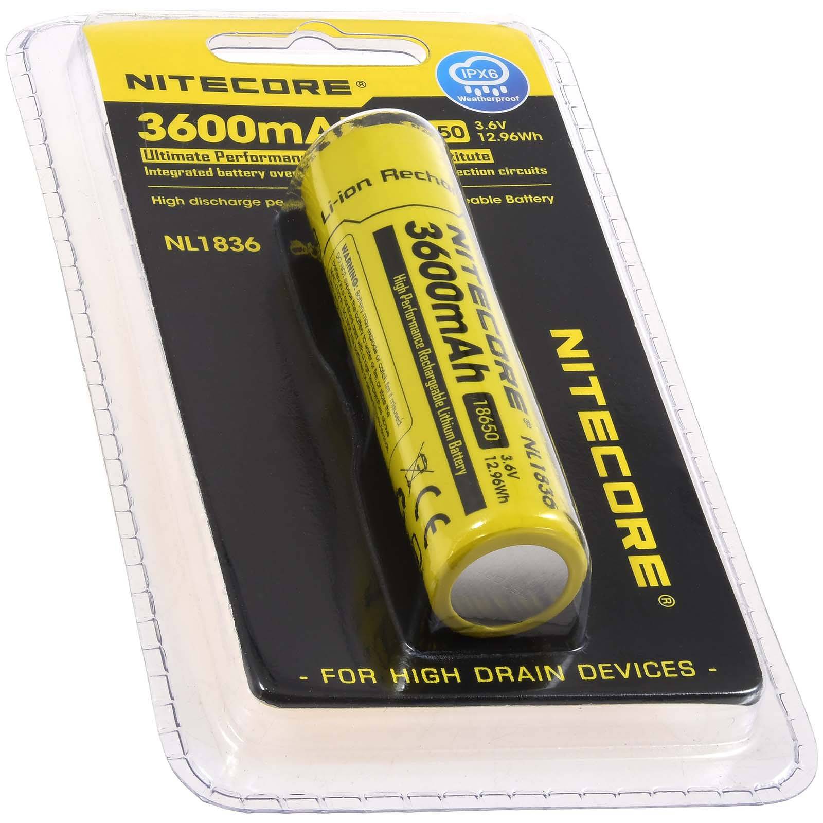 Nitecore Li-Ion Akku Typ 18650 3600mAh NL1836, 3,7V, Li-Ion