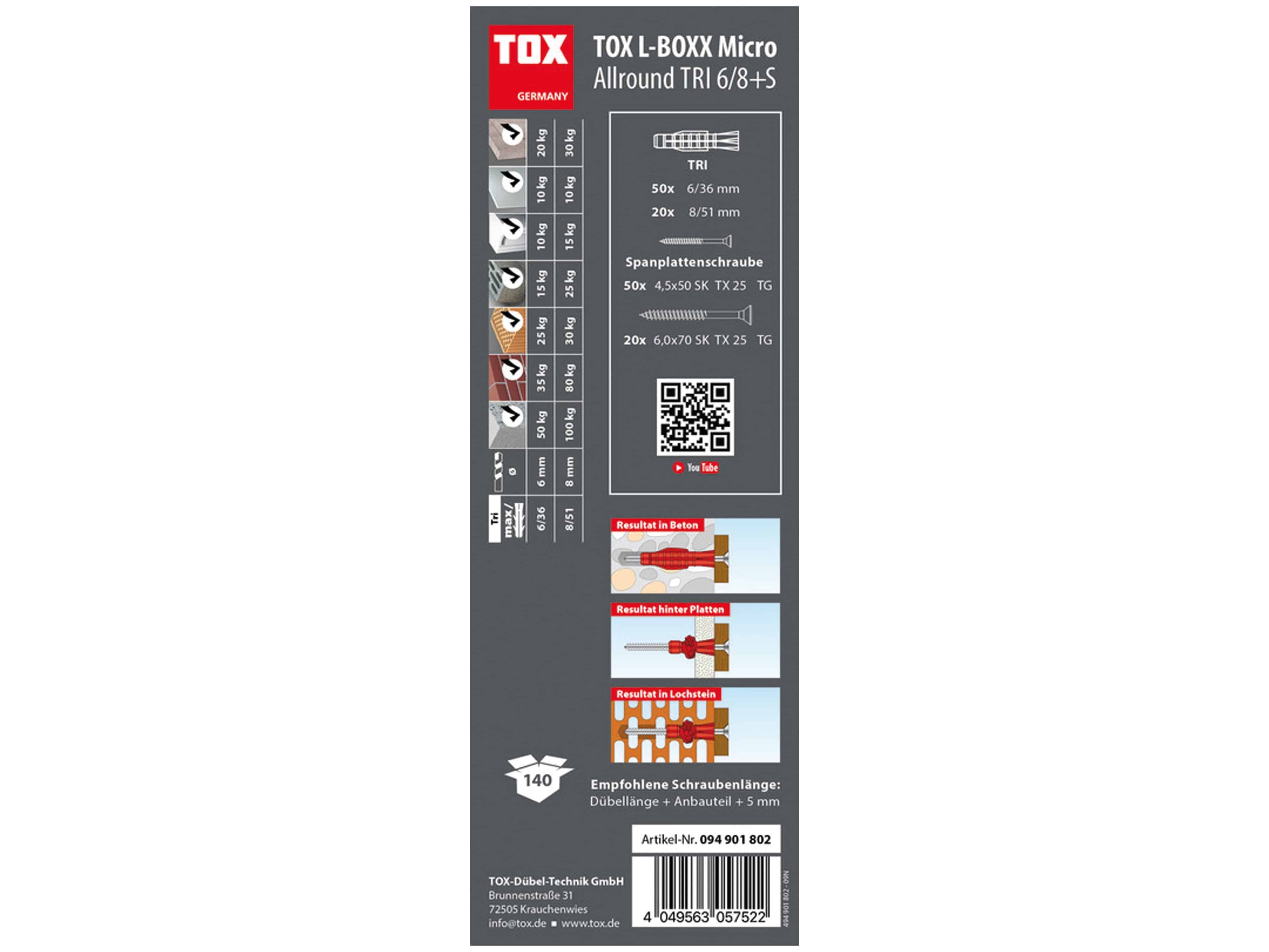 TOX L-Boxx Micro Allround Tri 6/8 + S, 140-teilig