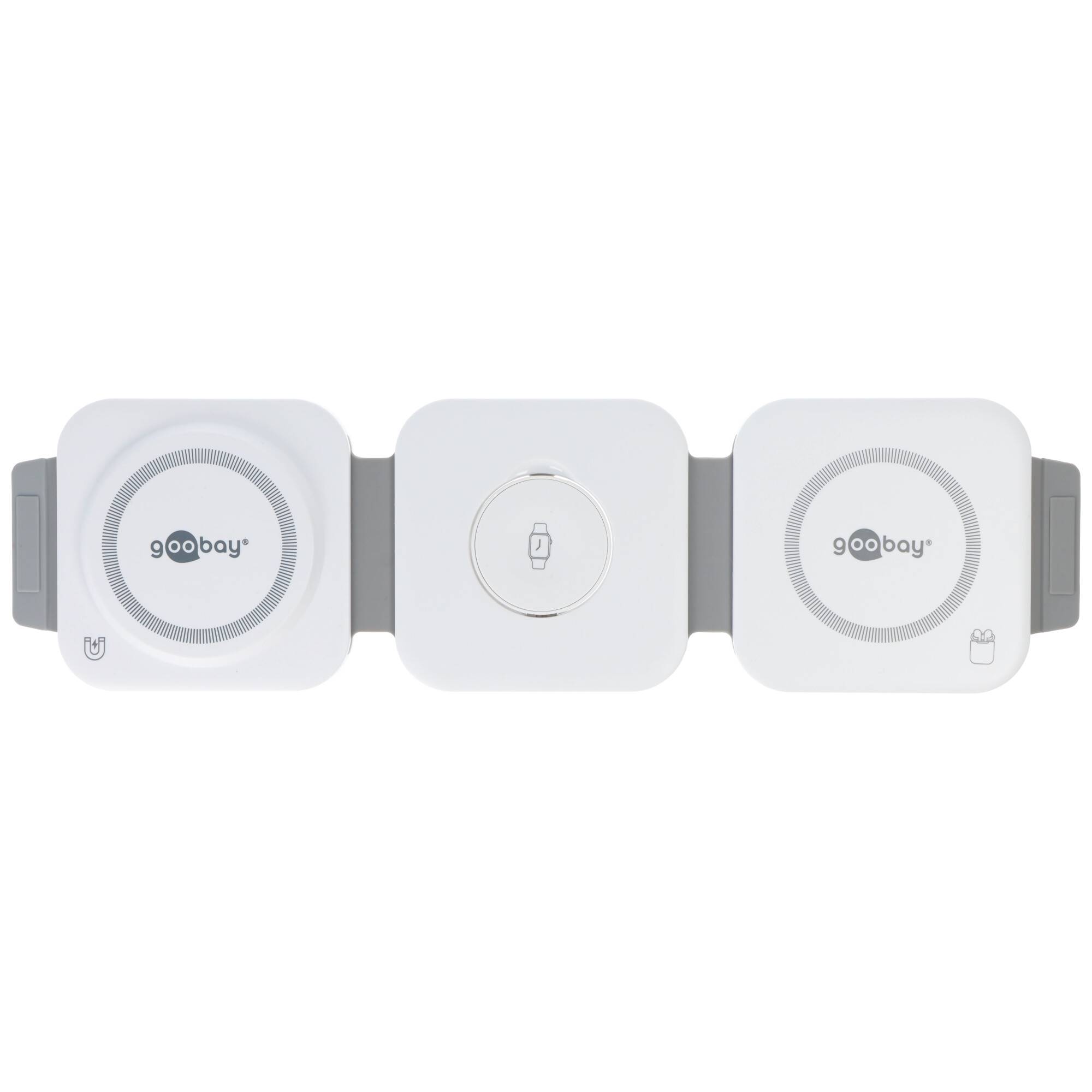 Kabelloses 3in1-Ladegerät für bis zu 3 Geräte gleichzeitig, flexible Faltfunktion, schnellladefähig, 15W Ladeleistung