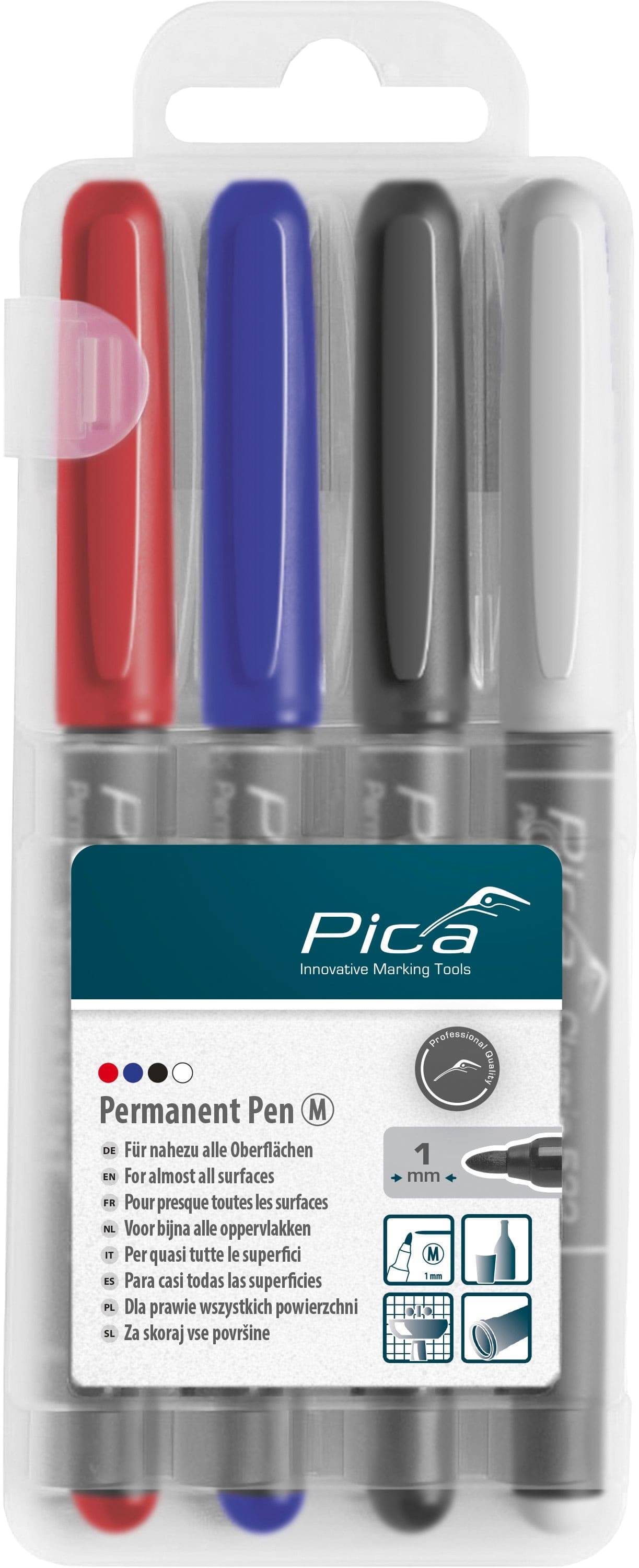 PICA Classic Permanent Pen 4er Set, 534/04, Medium, schwarz/rot/blau/weiß